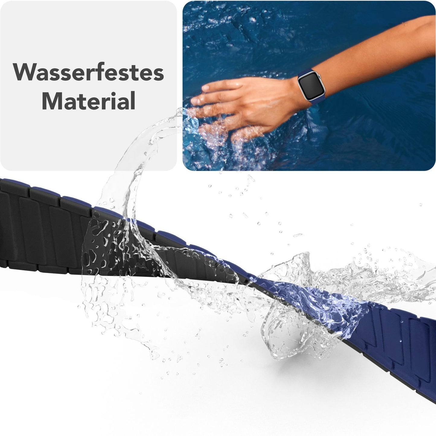 NALIA Nexus Armband für Apple Watch Ultra/SE/10/9/8/7/6/5/4/3/2/1, Gehäusegröße 42/44/45/46/49mm, Magnetisches Silikon Loop Sportarmband mit Wellenstruktur