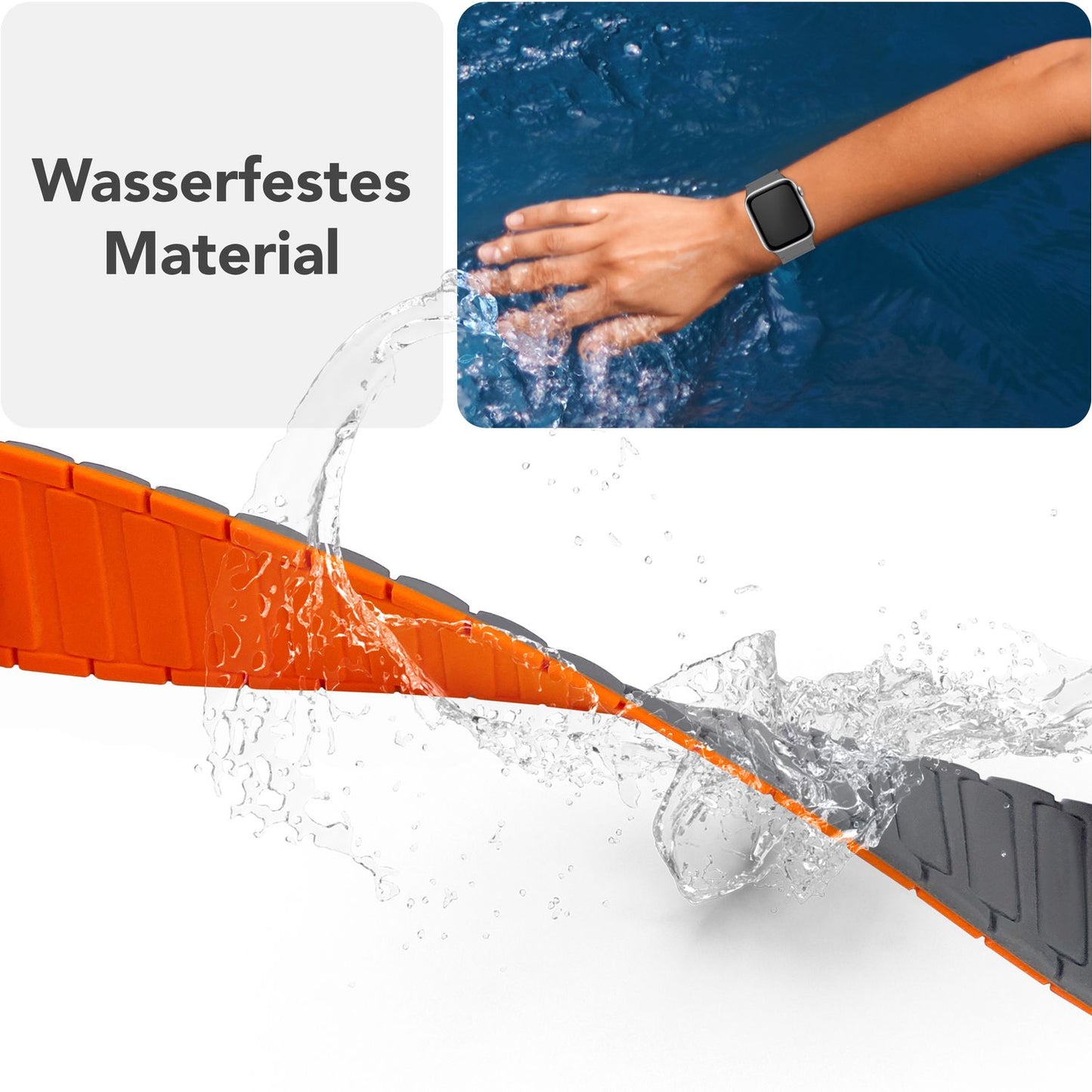 NALIA Nexus Armband für Apple Watch Ultra/SE/10/9/8/7/6/5/4/3/2/1, Gehäusegröße 42/44/45/46/49mm, Magnetisches Silikon Loop Sportarmband mit Wellenstruktur