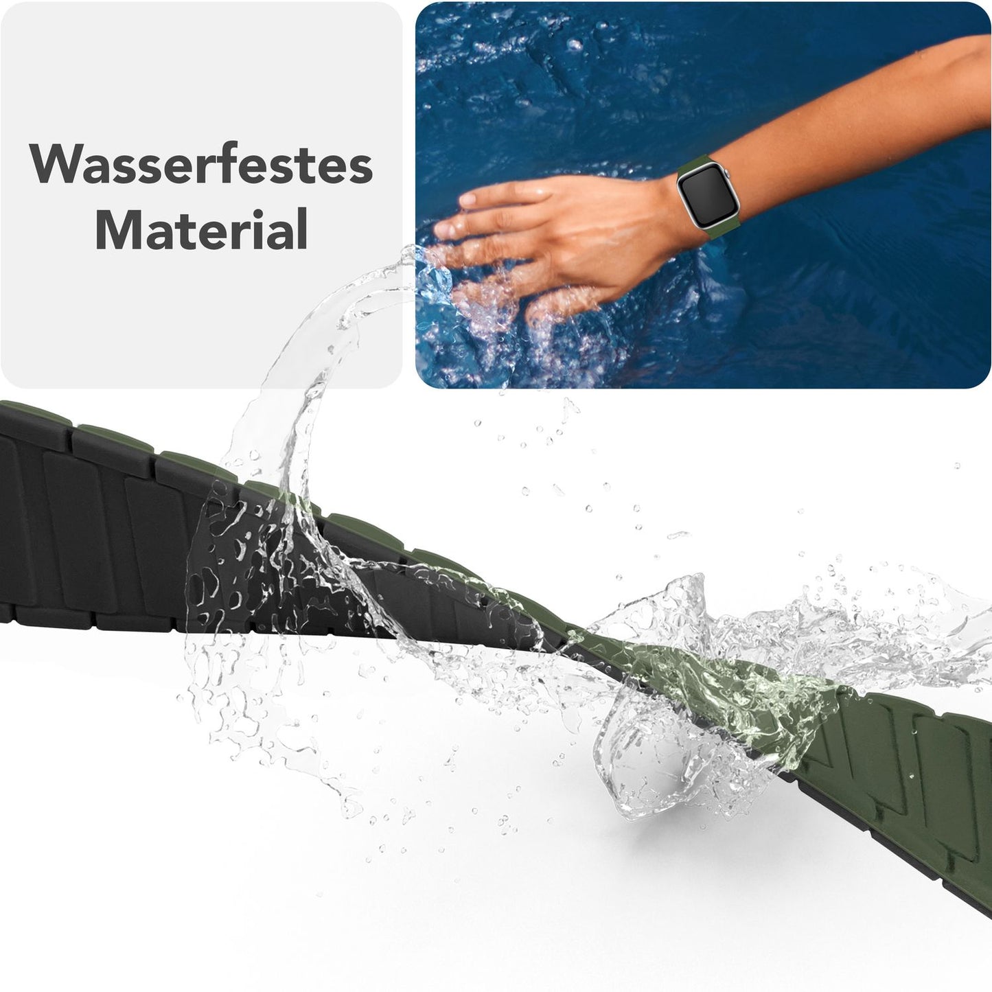 NALIA Nexus Armband für Apple Watch Ultra/SE/10/9/8/7/6/5/4/3/2/1, Gehäusegröße 42/44/45/46/49mm, Magnetisches Silikon Loop Sportarmband mit Wellenstruktur