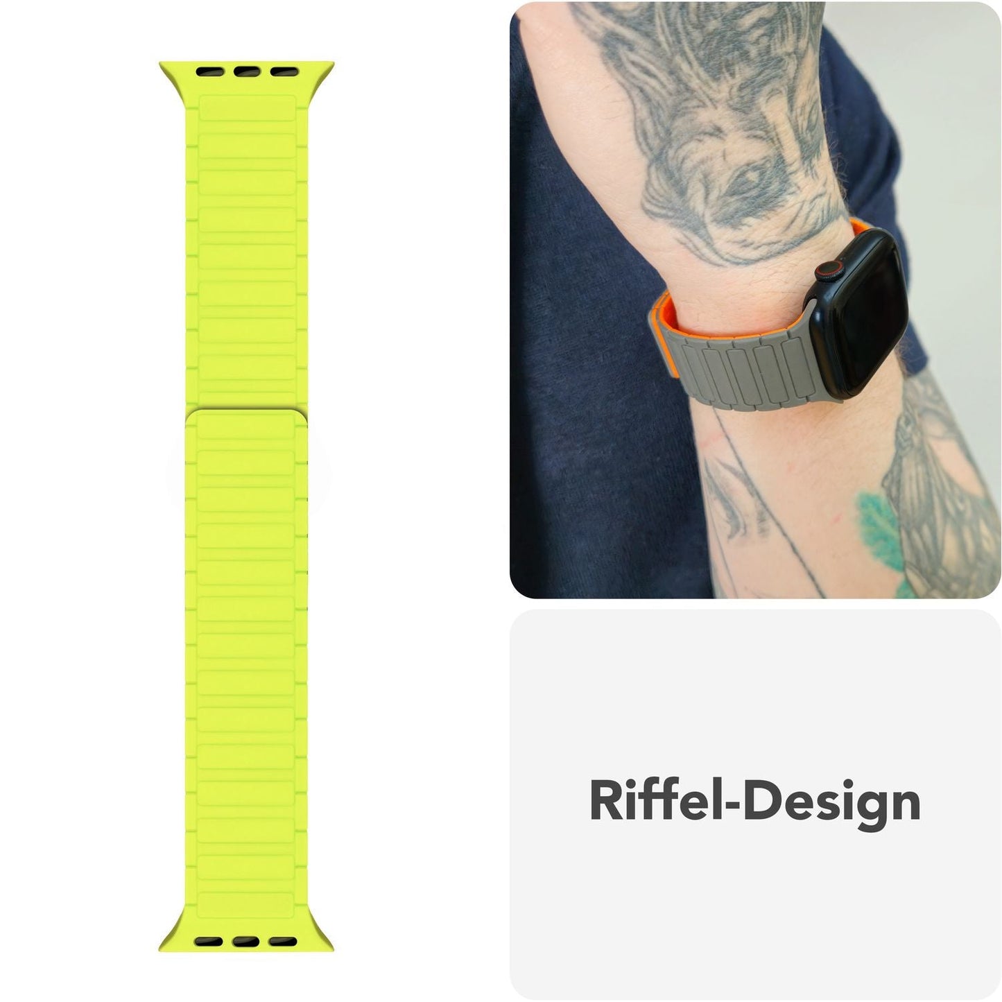 NALIA Nexus Armband für Apple Watch Ultra/SE/10/9/8/7/6/5/4/3/2/1, Gehäusegröße 42/44/45/46/49mm, Magnetisches Silikon Loop Sportarmband mit Wellenstruktur