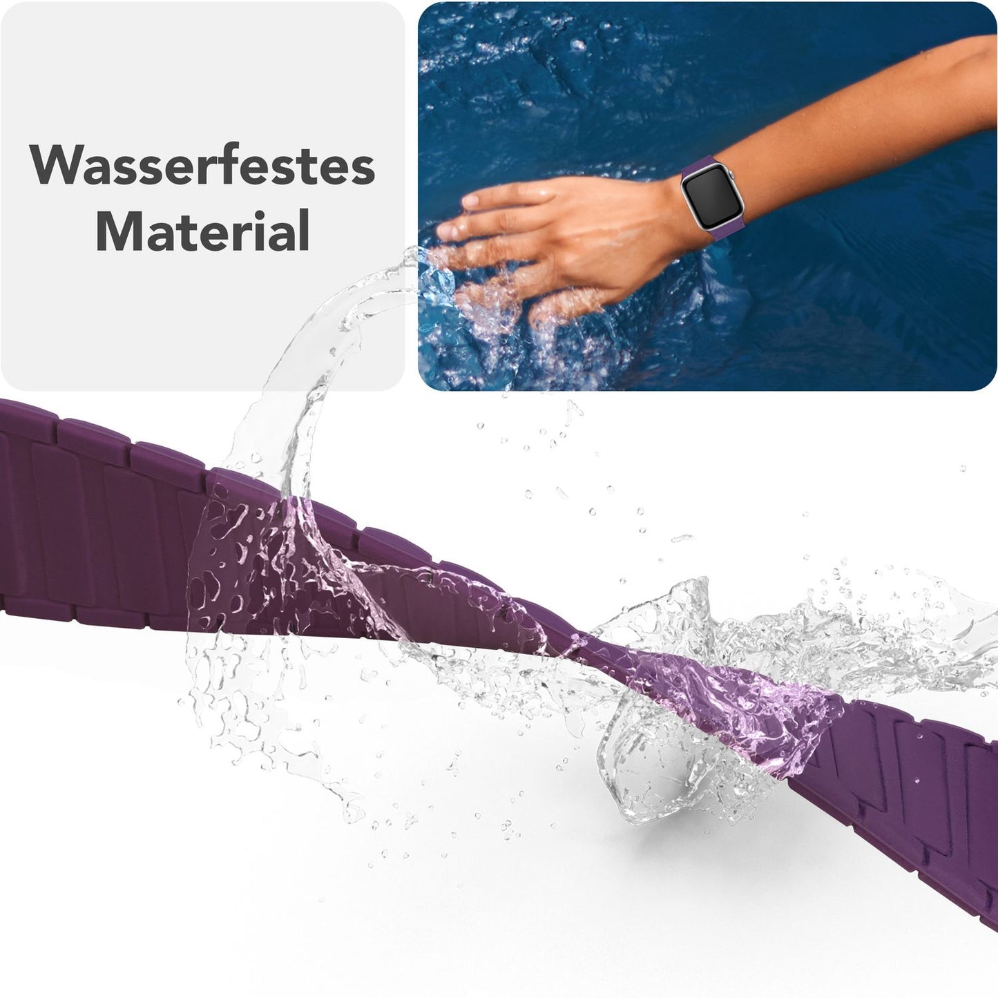 NALIA Nexus Armband für Apple Watch Ultra/SE/10/9/8/7/6/5/4/3/2/1, Gehäusegröße 42/44/45/46/49mm, Magnetisches Silikon Loop Sportarmband mit Wellenstruktur