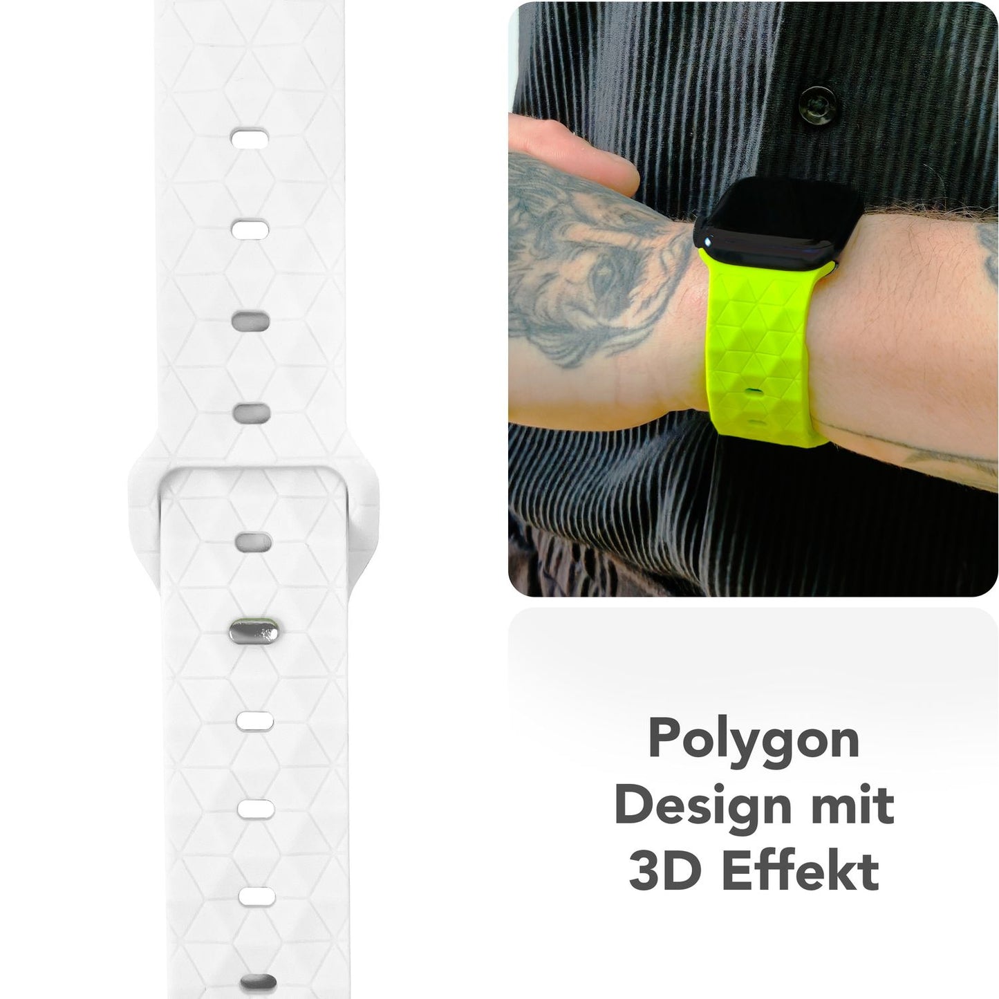 NALIA Hexion Armband Hexagon Design - Kompatibel Apple Watch Alle Serien Silikonarmband 38/40/41/42mm Steck-Pin