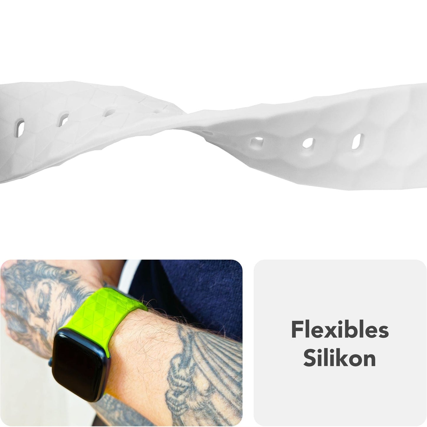 NALIA Hexion Armband Hexagon Design - Kompatibel Apple Watch Alle Serien Silikonarmband 38/40/41/42mm Steck-Pin