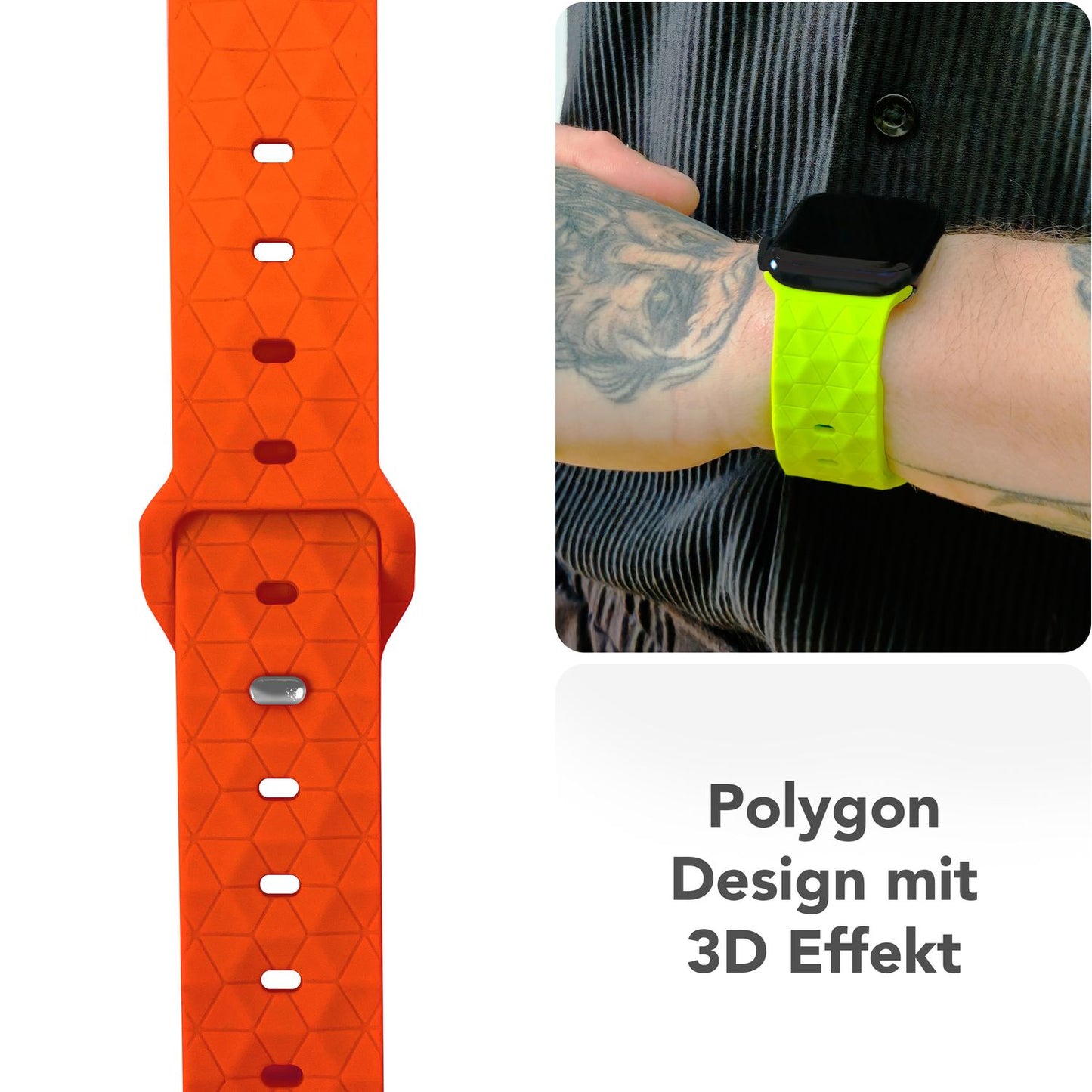 NALIA Hexion Armband Hexagon Design - Kompatibel Apple Watch Alle Serien Silikonarmband 38/40/41/42mm Steck-Pin