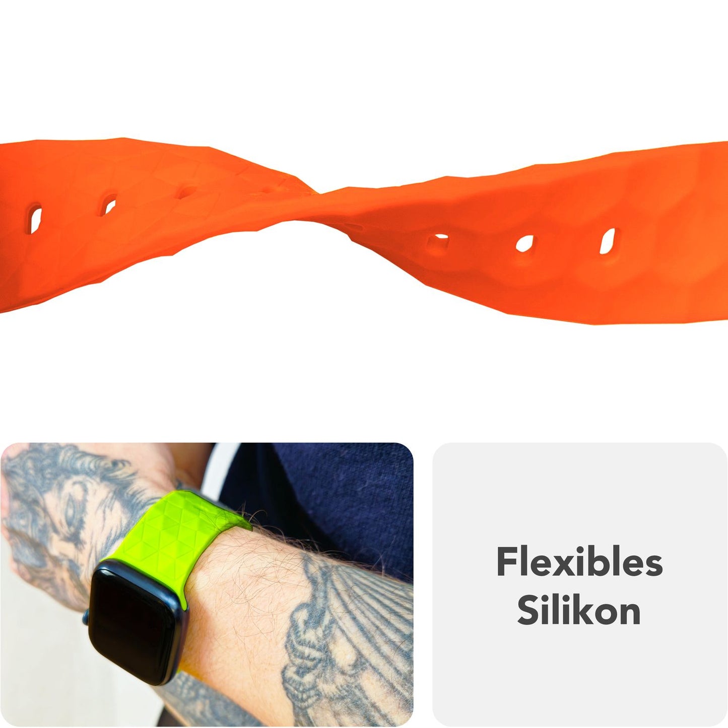 NALIA Hexion Armband Hexagon Design - Kompatibel Apple Watch Alle Serien Silikonarmband 38/40/41/42mm Steck-Pin