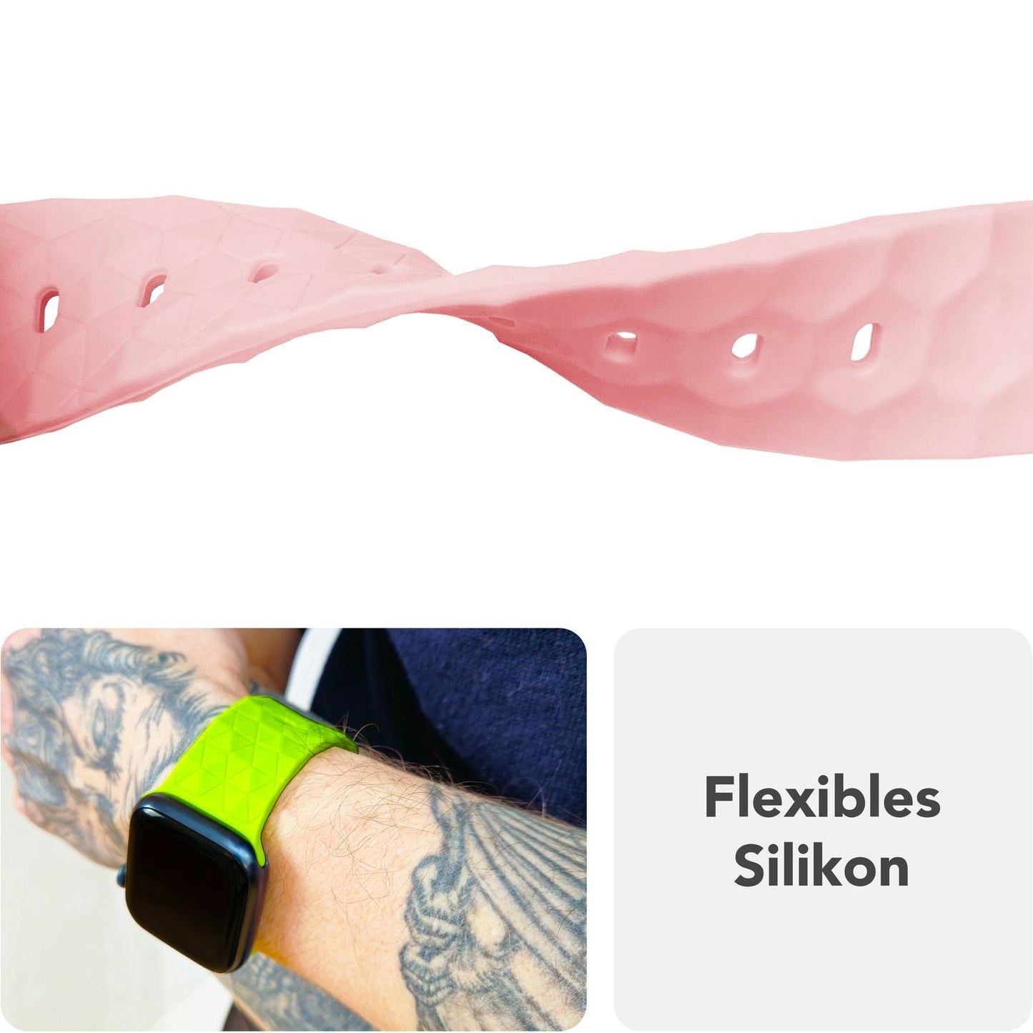 NALIA Hexion Armband Hexagon Design - Kompatibel Apple Watch Alle Serien Silikonarmband 38/40/41/42mm Steck-Pin