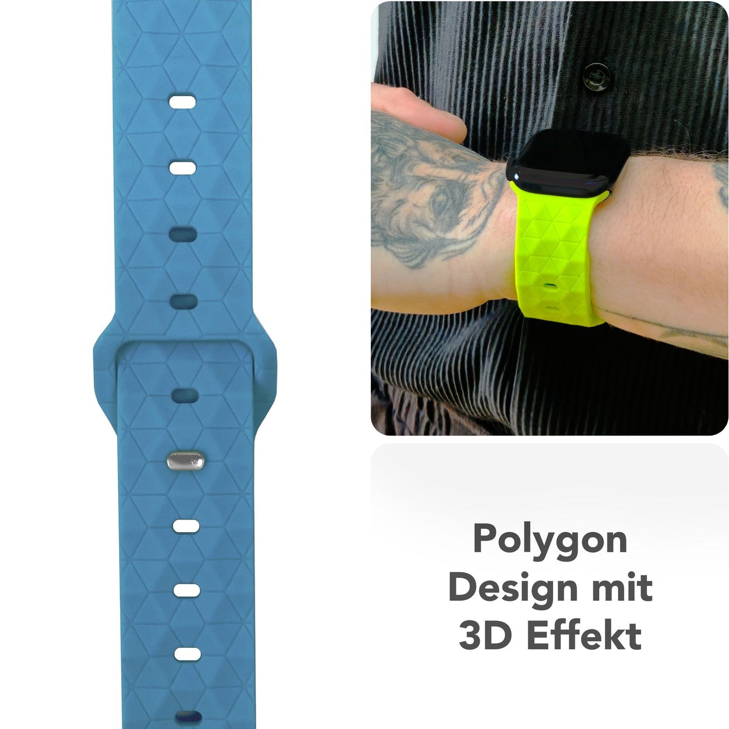 NALIA Hexion Armband Hexagon Design - Kompatibel Apple Watch Alle Serien Silikonarmband 38/40/41/42mm Steck-Pin