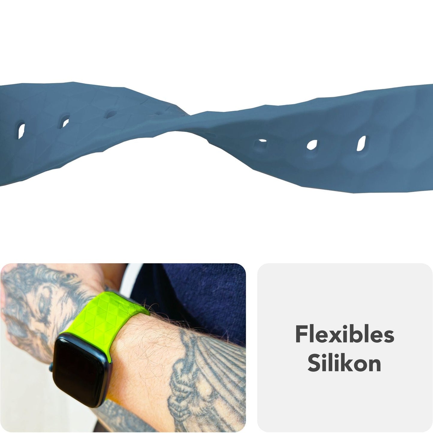 NALIA Hexion Armband Hexagon Design - Kompatibel Apple Watch Alle Serien Silikonarmband 38/40/41/42mm Steck-Pin