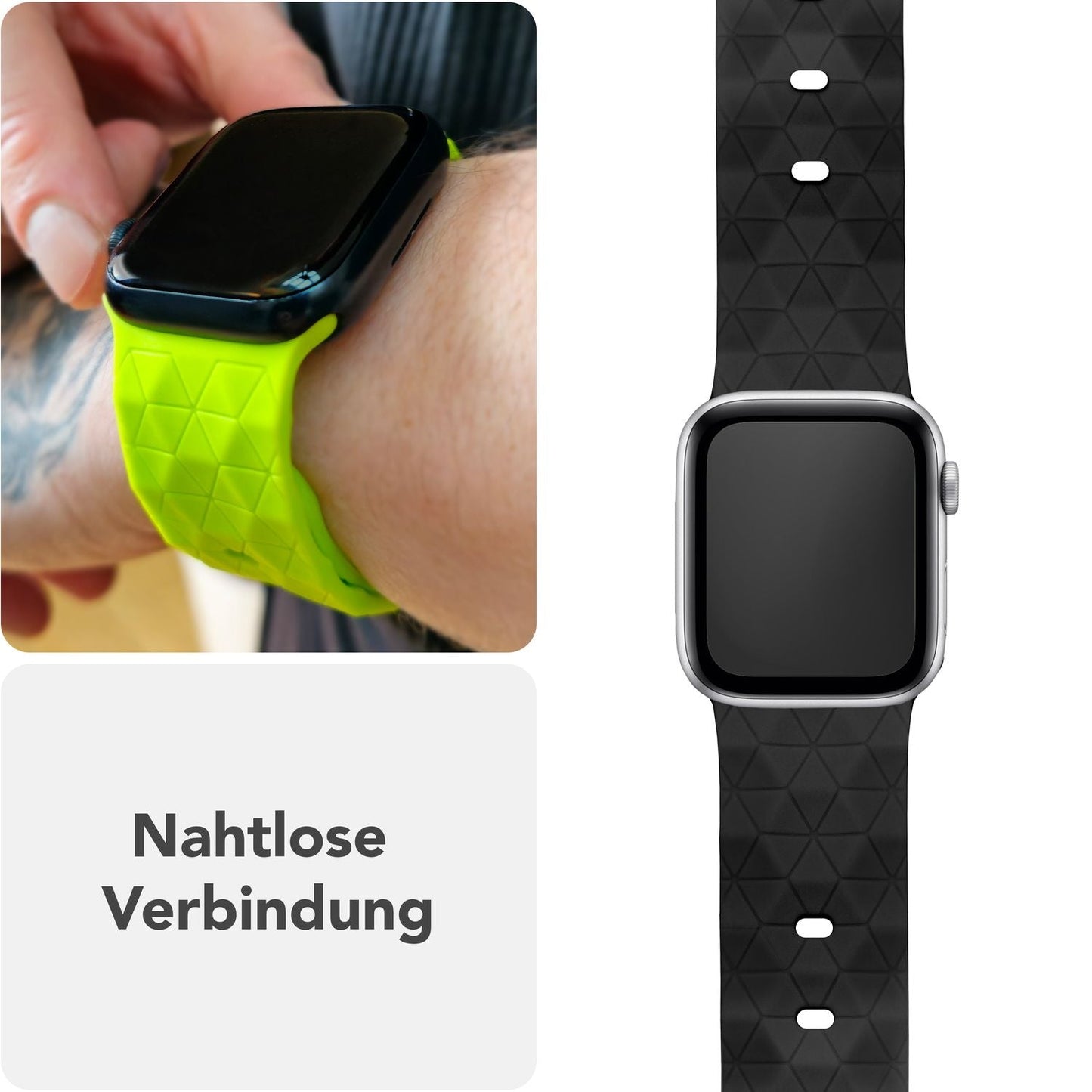 NALIA Hexion Armband Hexagon Design - Kompatibel Apple Watch Alle Serien Silikonarmband 38/40/41/42mm Steck-Pin