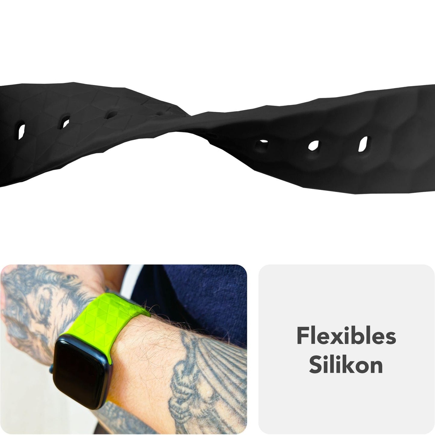 NALIA Hexion Armband Hexagon Design - Kompatibel Apple Watch Alle Serien Silikonarmband 38/40/41/42mm Steck-Pin