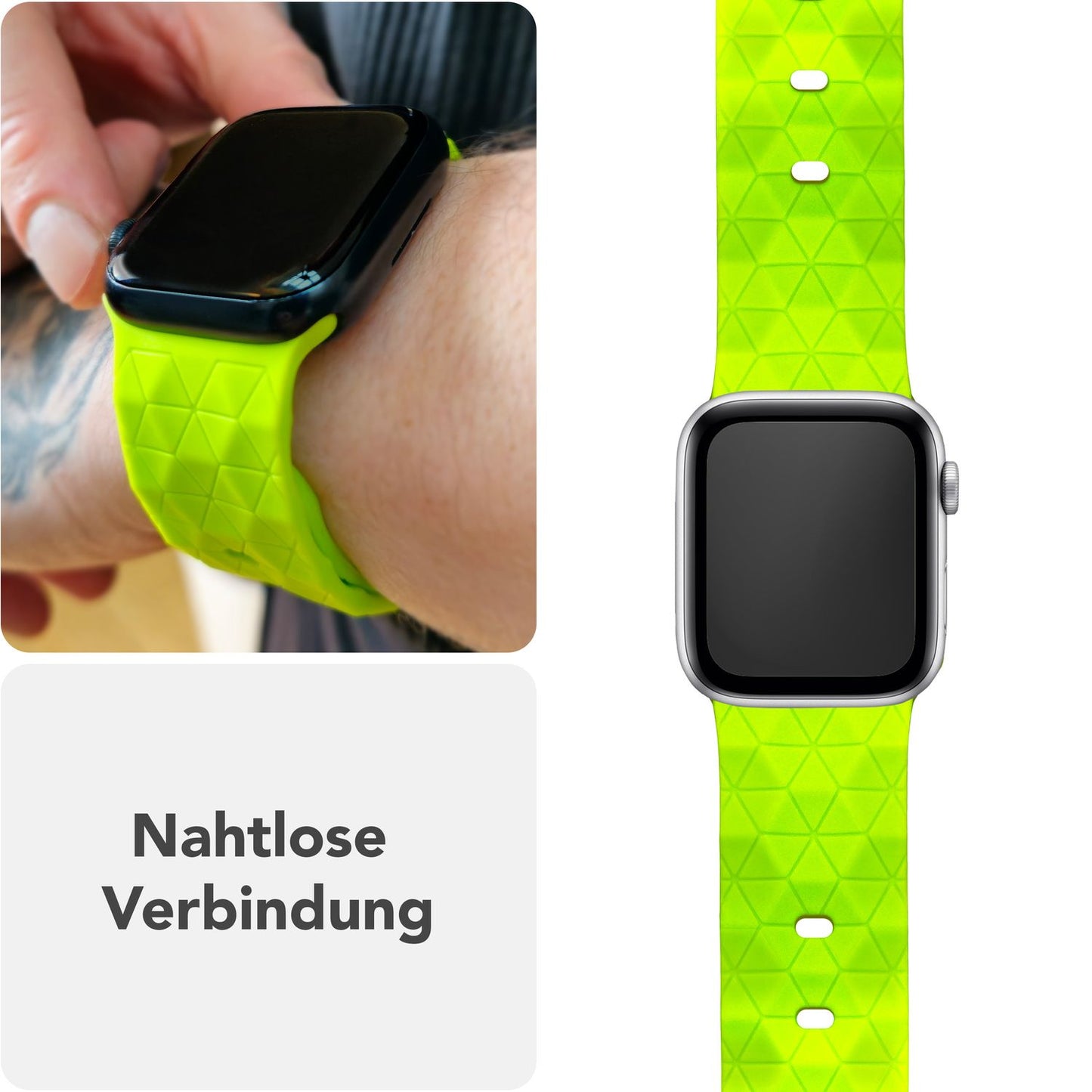 NALIA Hexion Armband Hexagon Design - Kompatibel Apple Watch Alle Serien Silikonarmband 38/40/41/42mm Steck-Pin