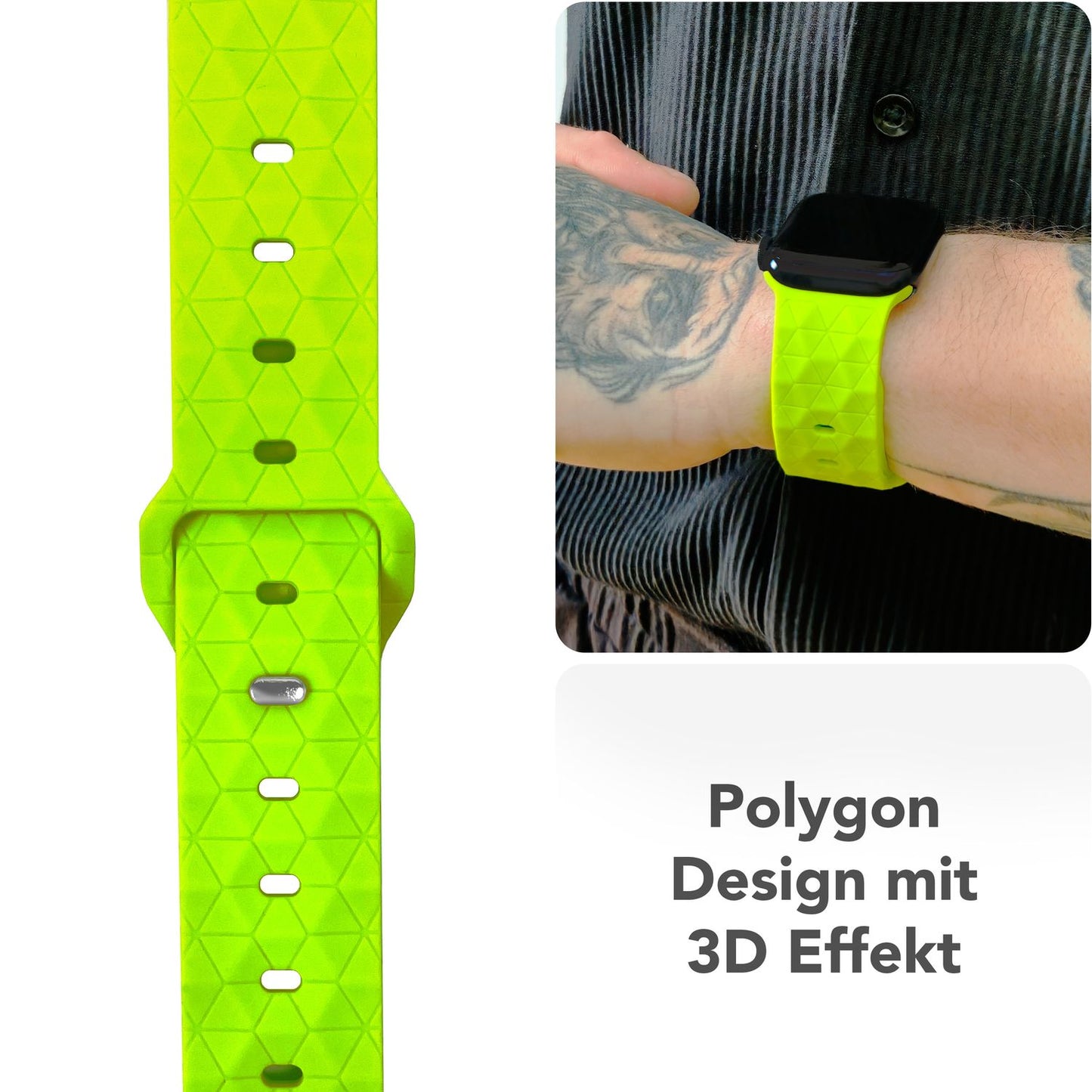 NALIA Hexion Armband Hexagon Design - Kompatibel Apple Watch Alle Serien Silikonarmband 38/40/41/42mm Steck-Pin