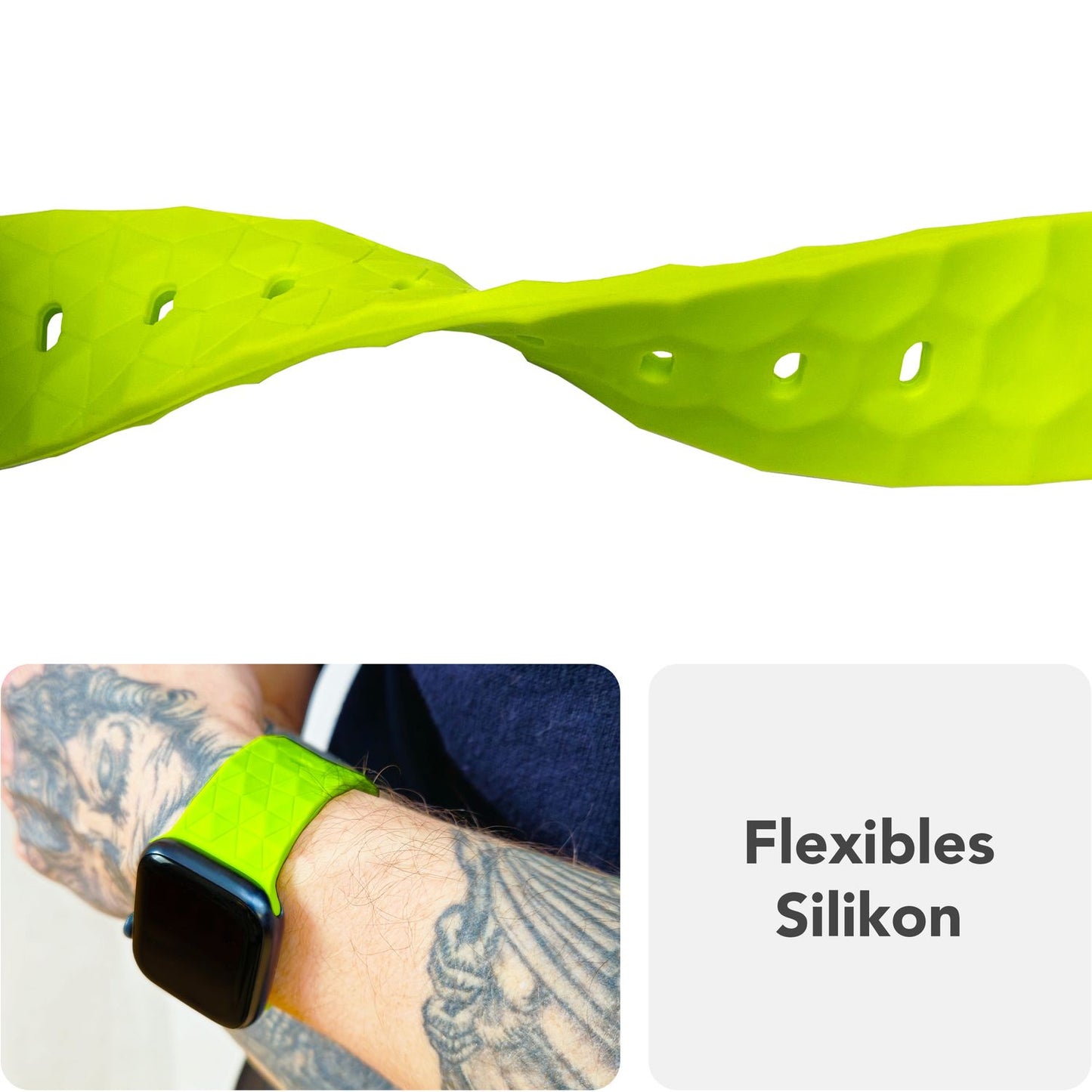 NALIA Hexion Armband Hexagon Design - Kompatibel Apple Watch Alle Serien Silikonarmband 38/40/41/42mm Steck-Pin