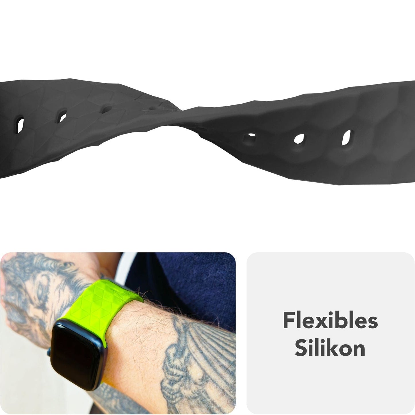 NALIA Hexion Armband Hexagon Design - Kompatibel Apple Watch Alle Serien Silikonarmband 38/40/41/42mm Steck-Pin