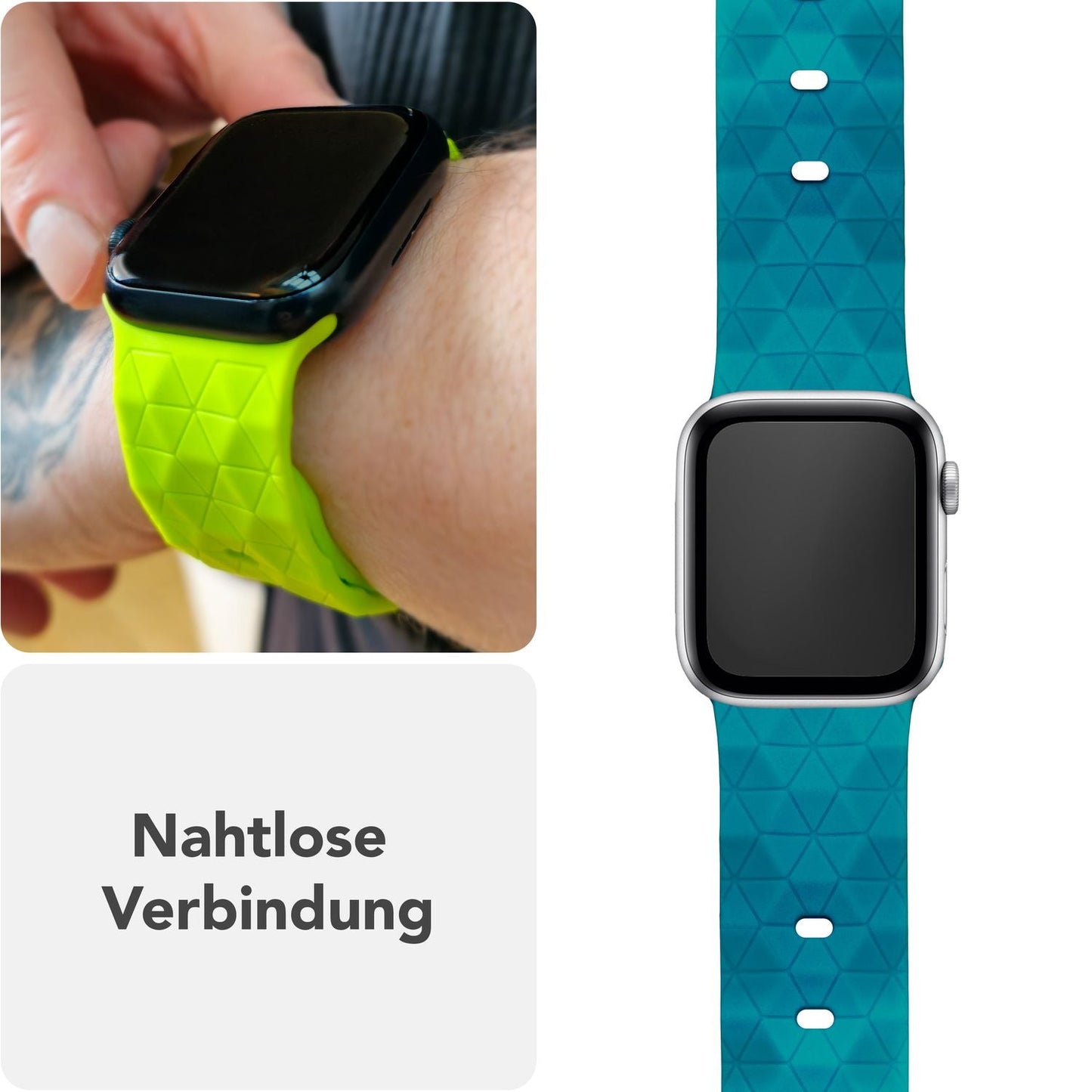 NALIA Hexion Armband Silikon Hexagon-Design - Größe 42–49mm Steck-Pin