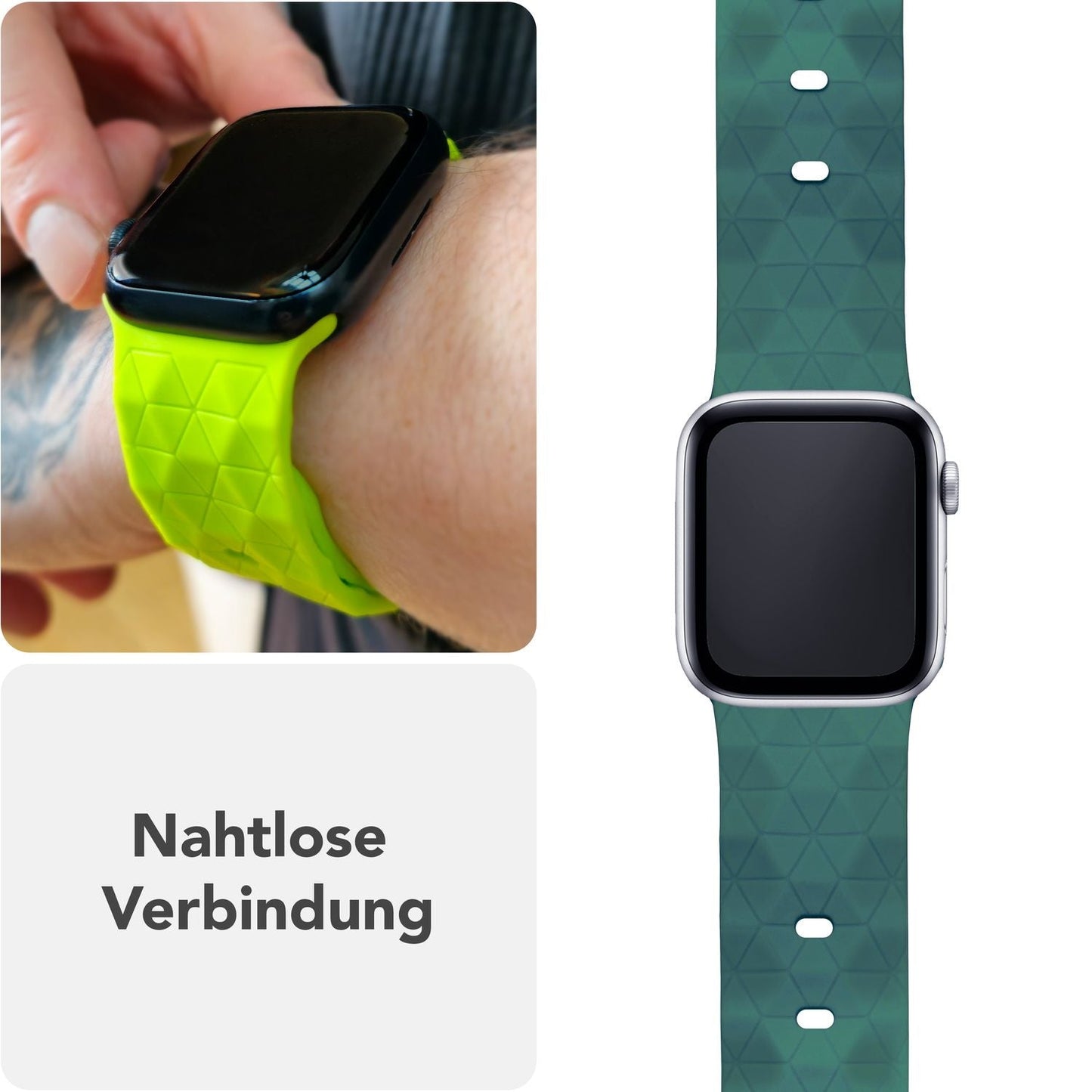 NALIA Hexion Armband Silikon Hexagon-Design - Größe 42–49mm Steck-Pin