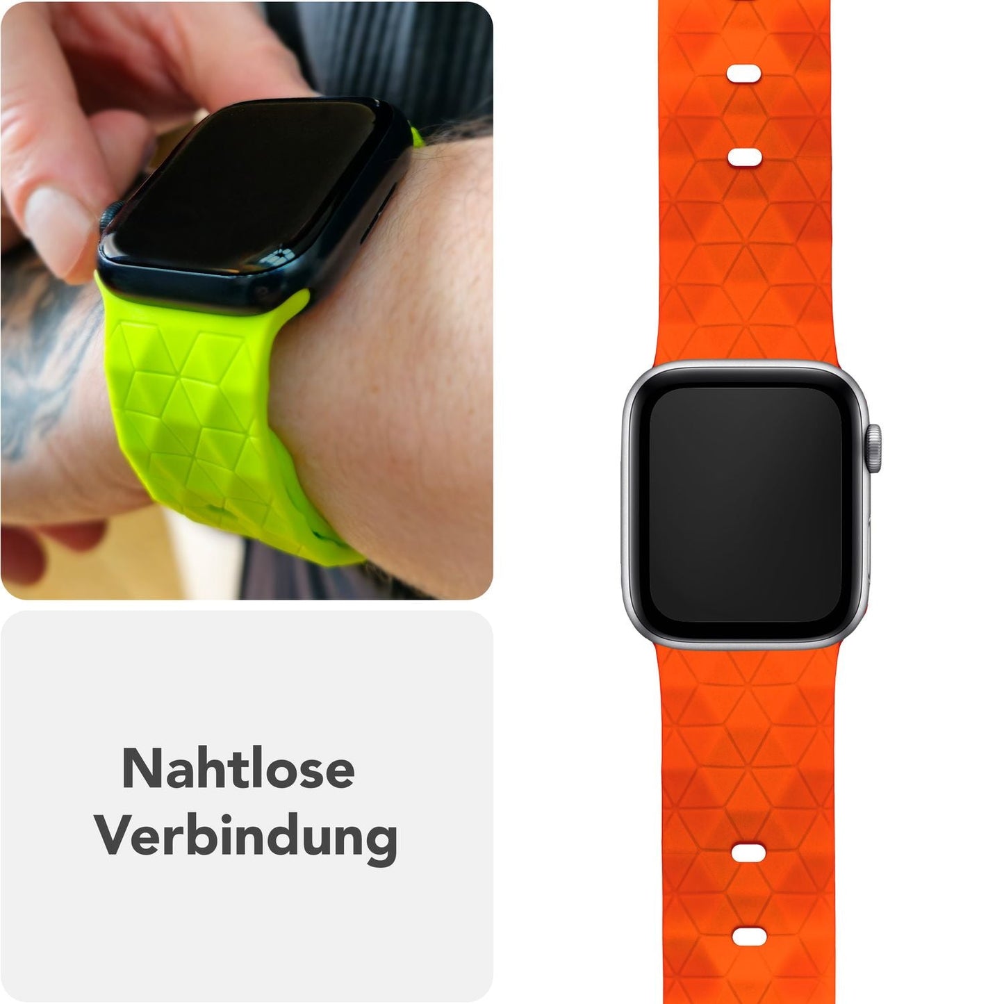 NALIA Hexion Armband Silikon Hexagon-Design - Größe 42–49mm Steck-Pin