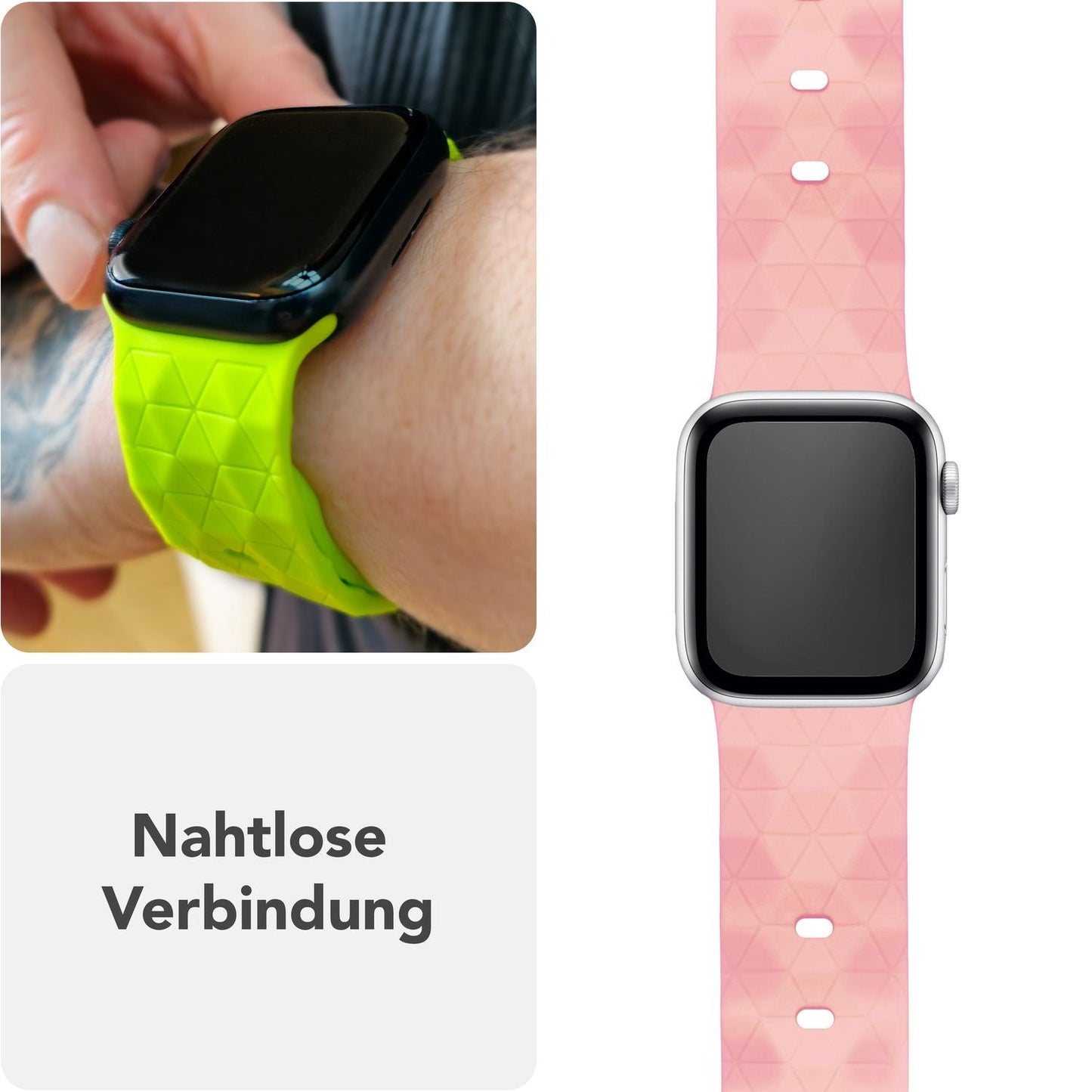 NALIA Hexion Armband Silikon Hexagon-Design - Größe 42–49mm Steck-Pin
