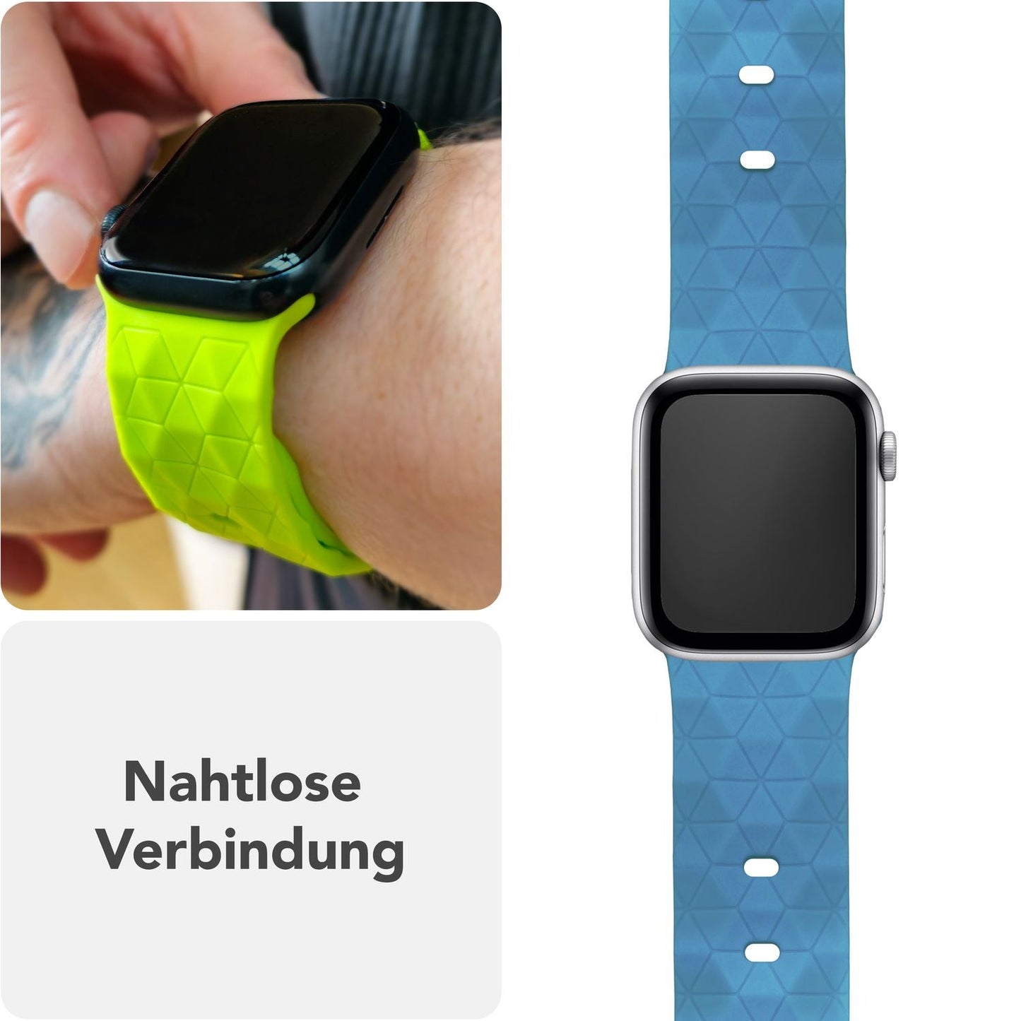 NALIA Hexion Armband Silikon Hexagon-Design - Größe 42–49mm Steck-Pin