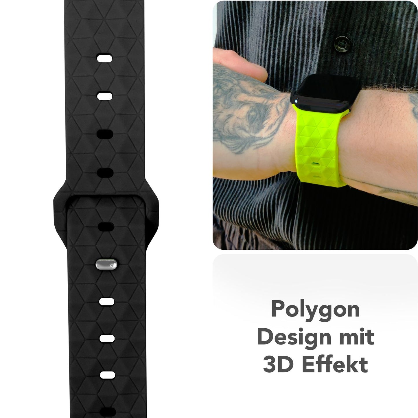 NALIA Hexion Armband Silikon Hexagon-Design - Größe 42–49mm Steck-Pin