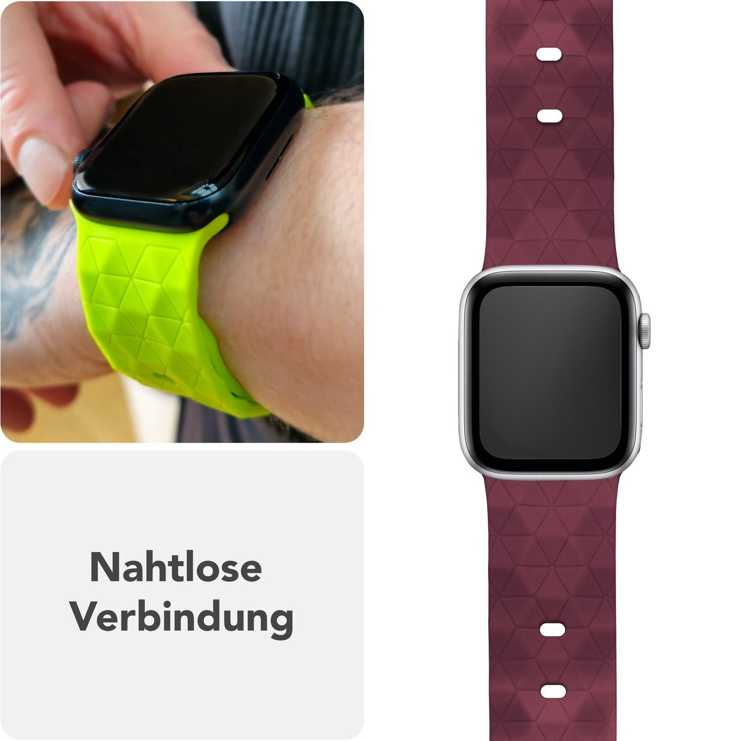 NALIA Hexion Armband Silikon Hexagon-Design - Größe 42–49mm Steck-Pin