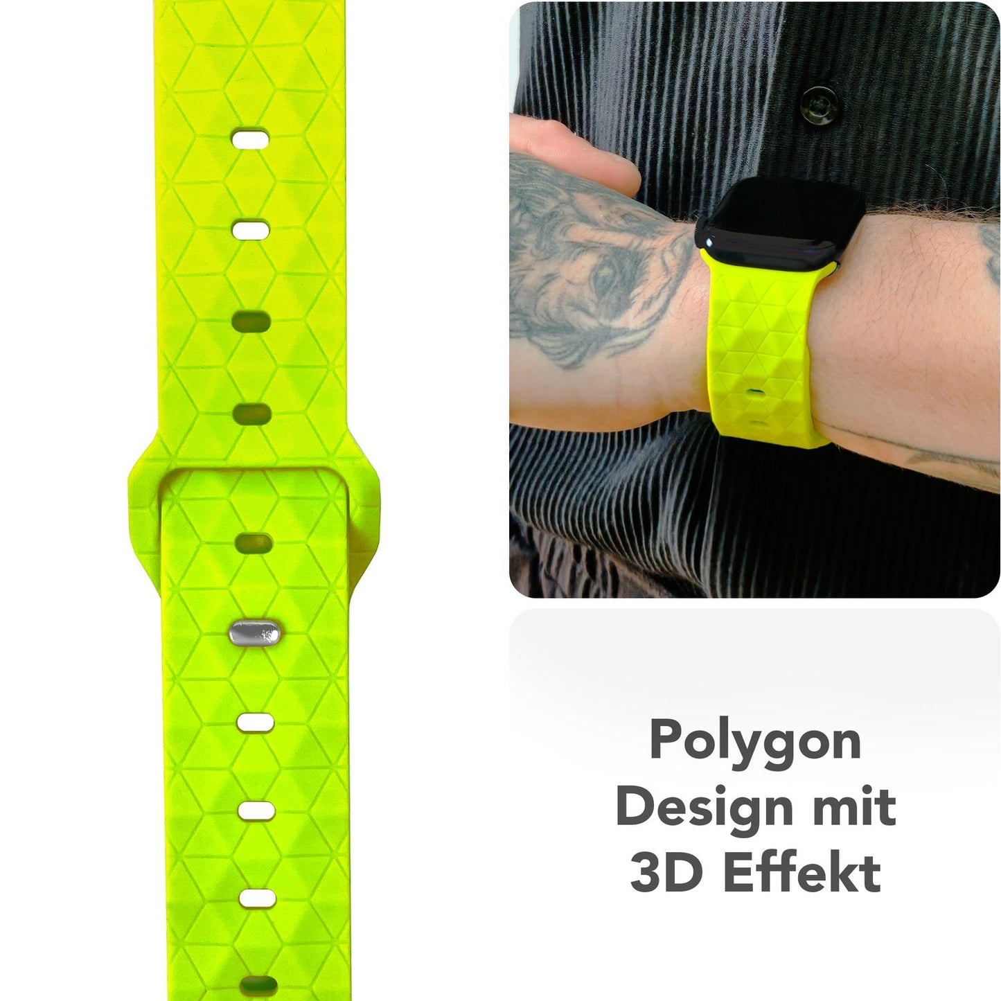 NALIA Hexion Armband Silikon Hexagon-Design - Größe 42–49mm Steck-Pin