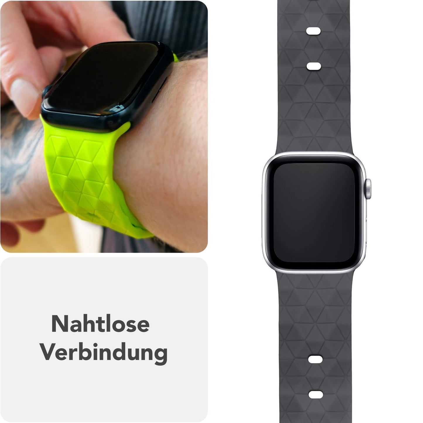 NALIA Hexion Armband Silikon Hexagon-Design - Größe 42–49mm Steck-Pin
