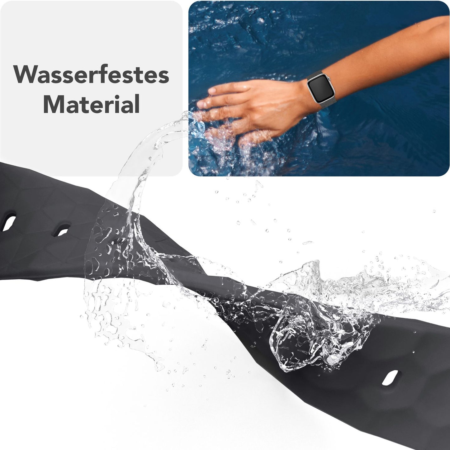 NALIA Hexion Armband Silikon Hexagon-Design - Größe 42–49mm Steck-Pin