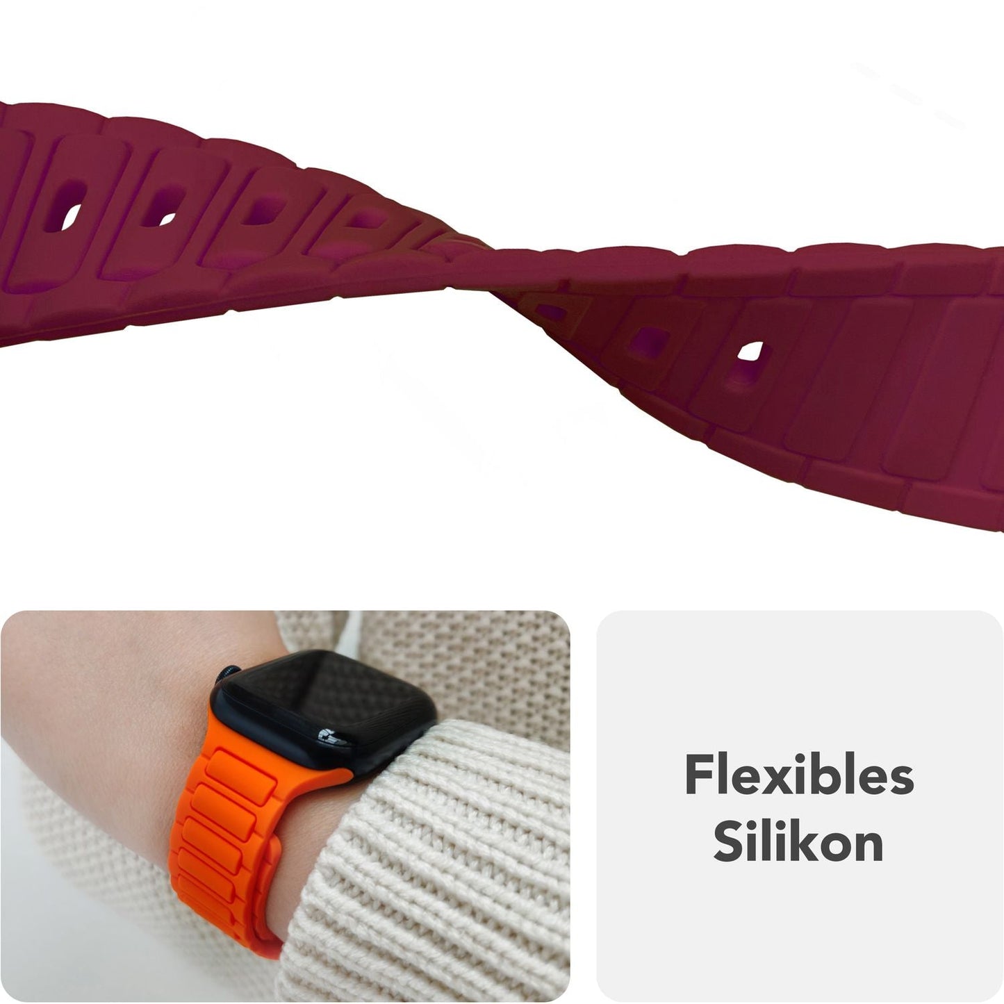 NALIA Pulse Armband 3D Textur Silikon - Größe 38/42mm SteckPin