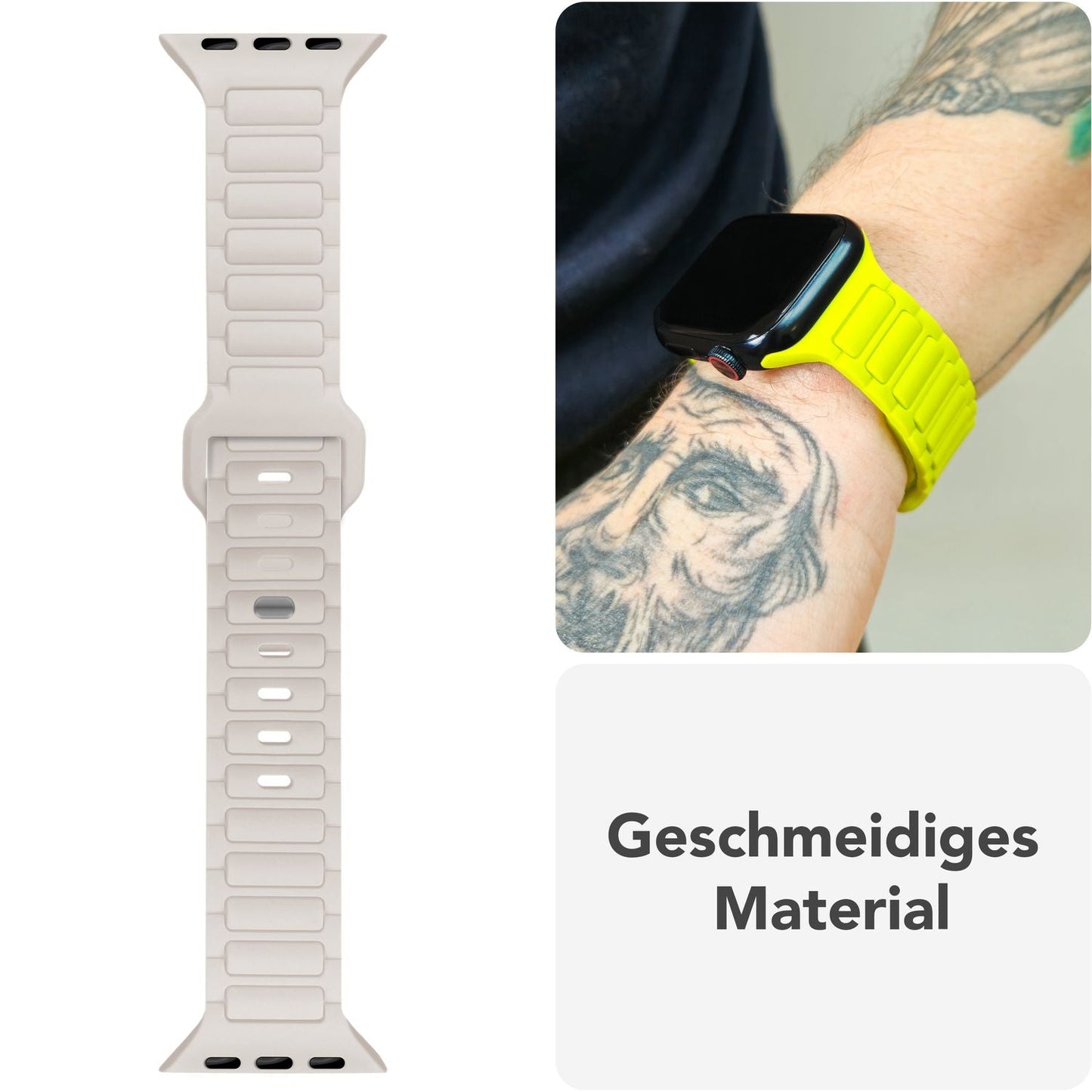 NALIA Pulse Armband 3D Textur Silikon - Größe 38/42mm SteckPin