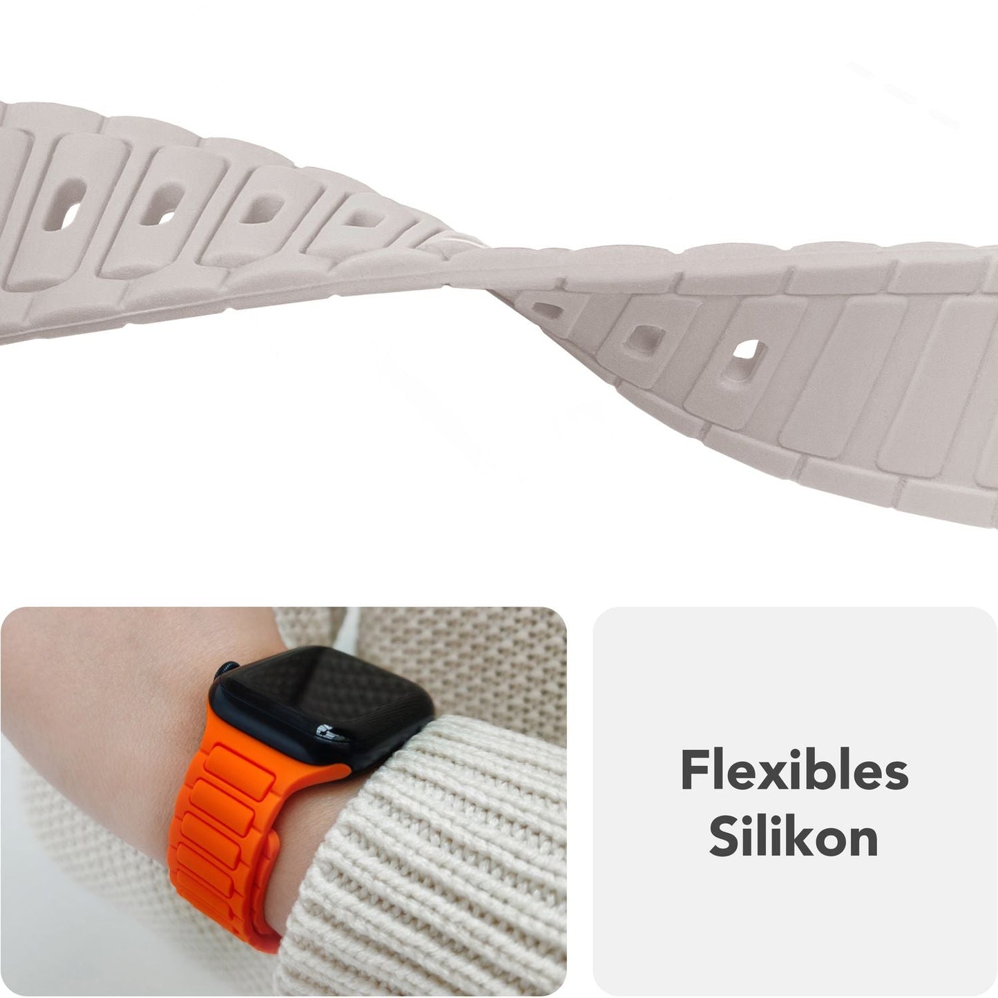 NALIA Pulse Armband 3D Textur Silikon - Größe 38/42mm SteckPin