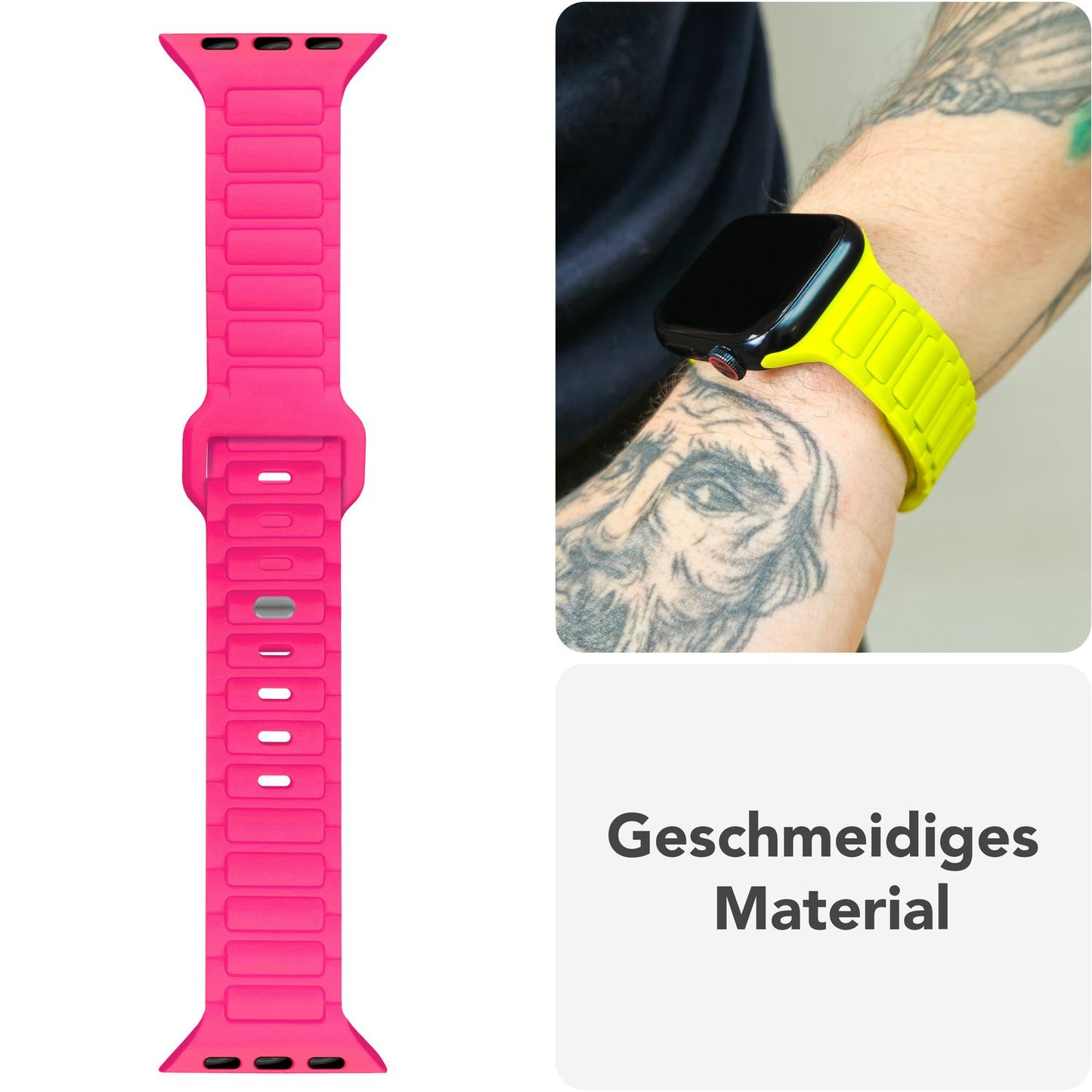 NALIA Pulse Armband 3D Textur Silikon - Größe 38/42mm SteckPin
