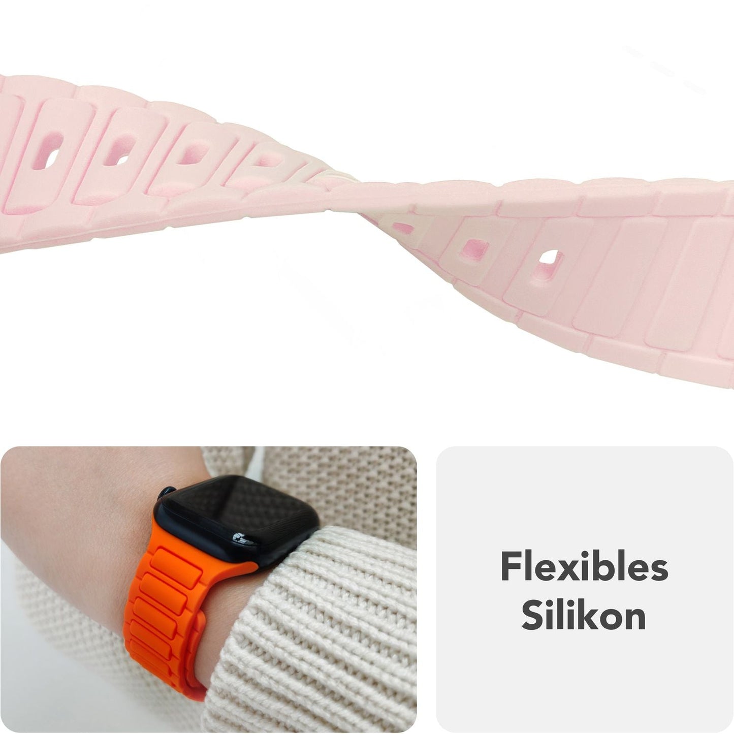 NALIA Pulse Armband 3D Textur Silikon - Größe 38/42mm SteckPin