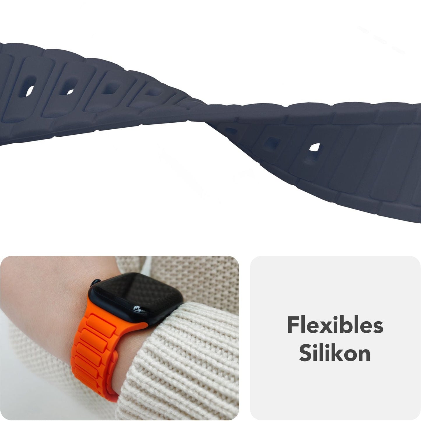 NALIA Pulse Armband 3D Textur Silikon - Größe 38/42mm SteckPin