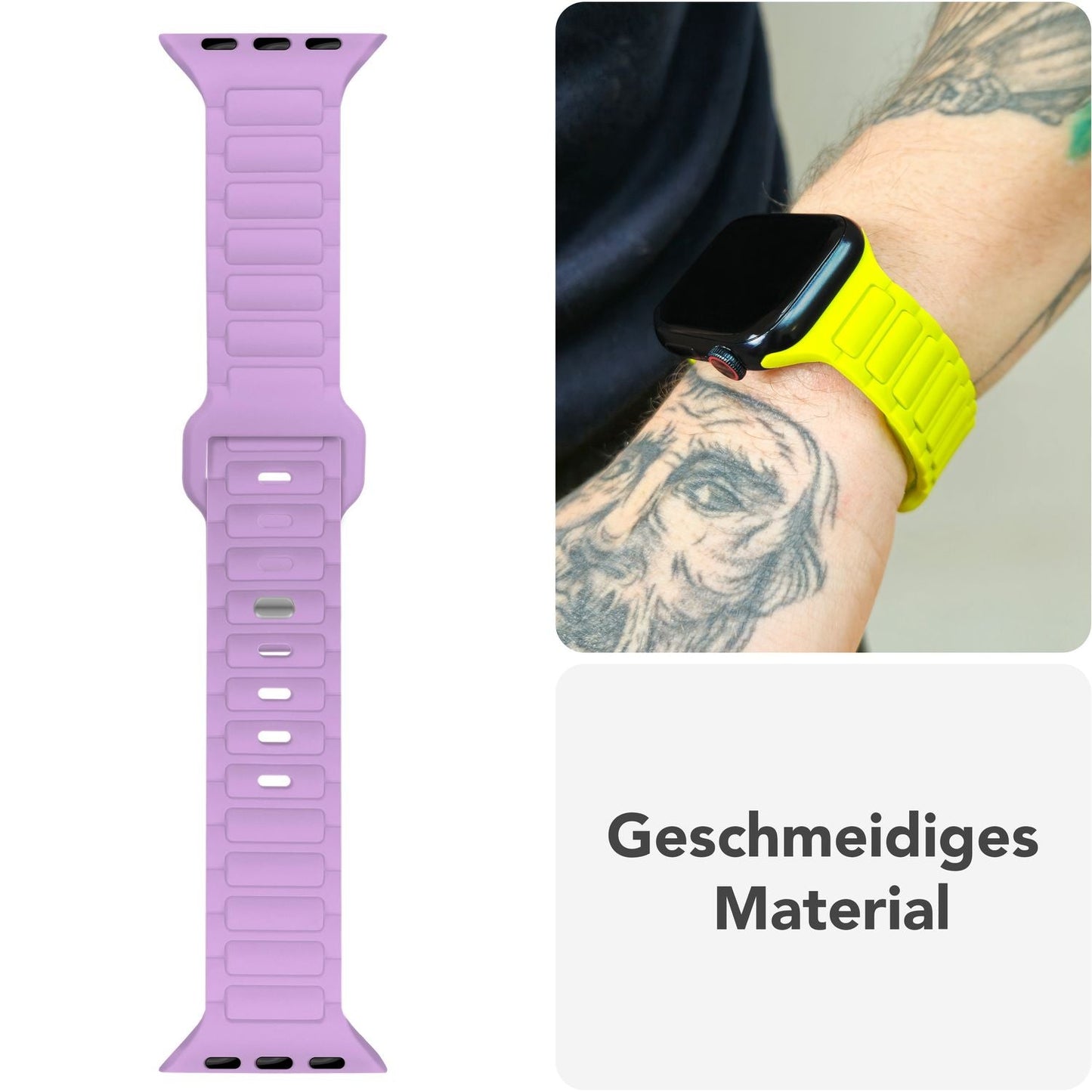 NALIA Pulse Armband 3D Textur Silikon - Größe 38/42mm SteckPin