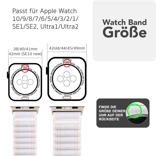 Curea de ceas NALIA Evolv pentru Apple Watch SE/10/9/8/7/6/5/4/3/2/1, dimensiune carcasă 38/40/41/42 mm, curea de ceas din nailon elastic țesut cu închidere cu velcro