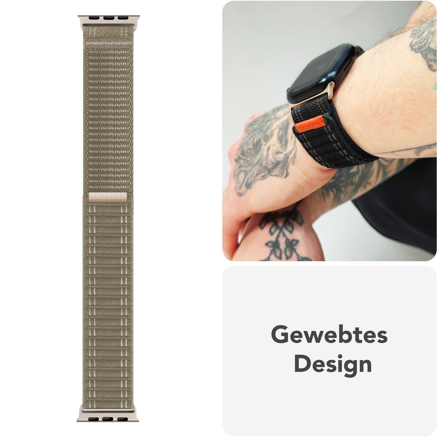 Curea de ceas NALIA Evolv pentru Apple Watch SE/10/9/8/7/6/5/4/3/2/1, dimensiune carcasă 38/40/41/42 mm, curea de ceas din nailon elastic țesut cu închidere cu velcro