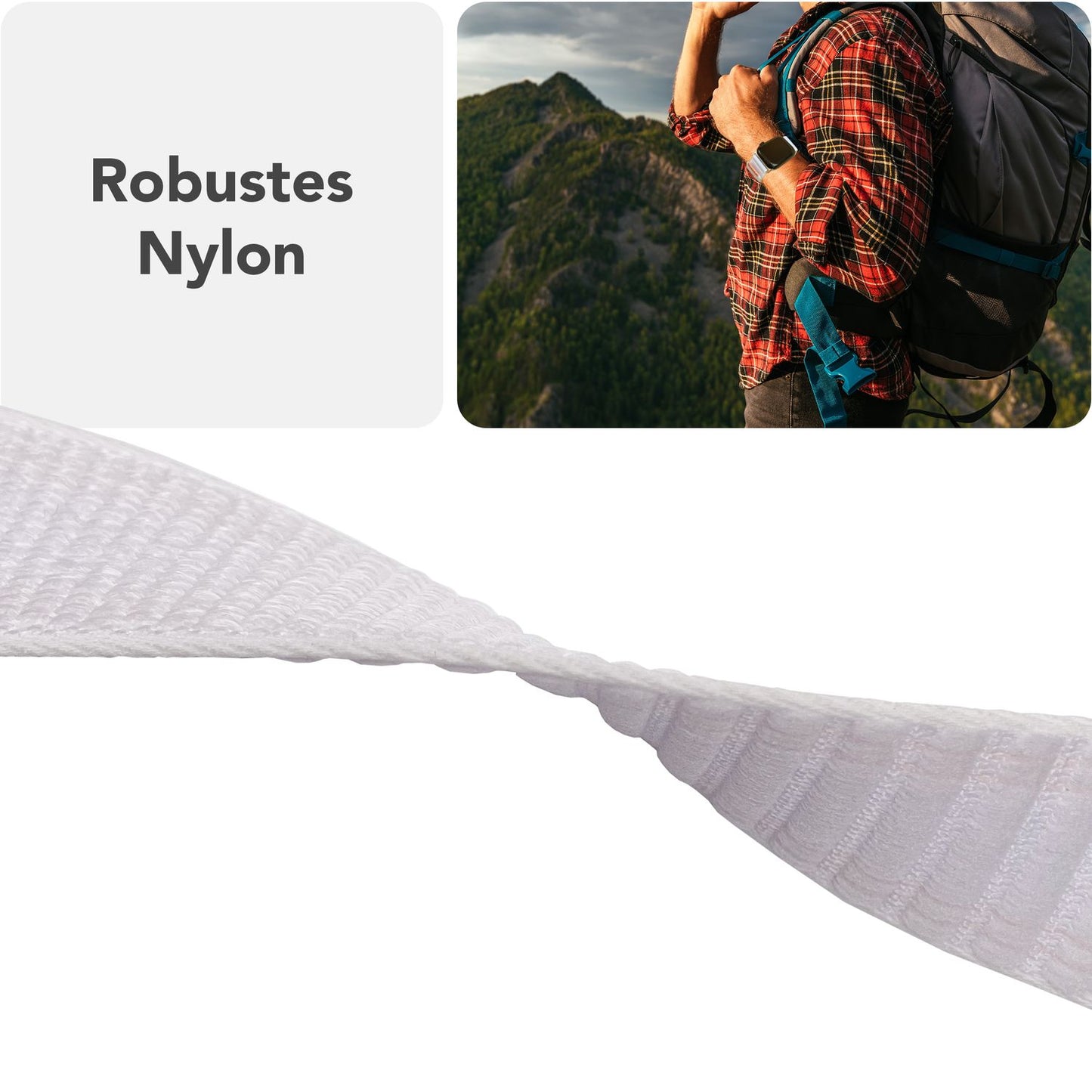 Curea NALIA Evolv din nailon țesut pentru Apple Watch - Dimensiuni carcasă 42/44/45/46/49 mm, închidere cu velcro