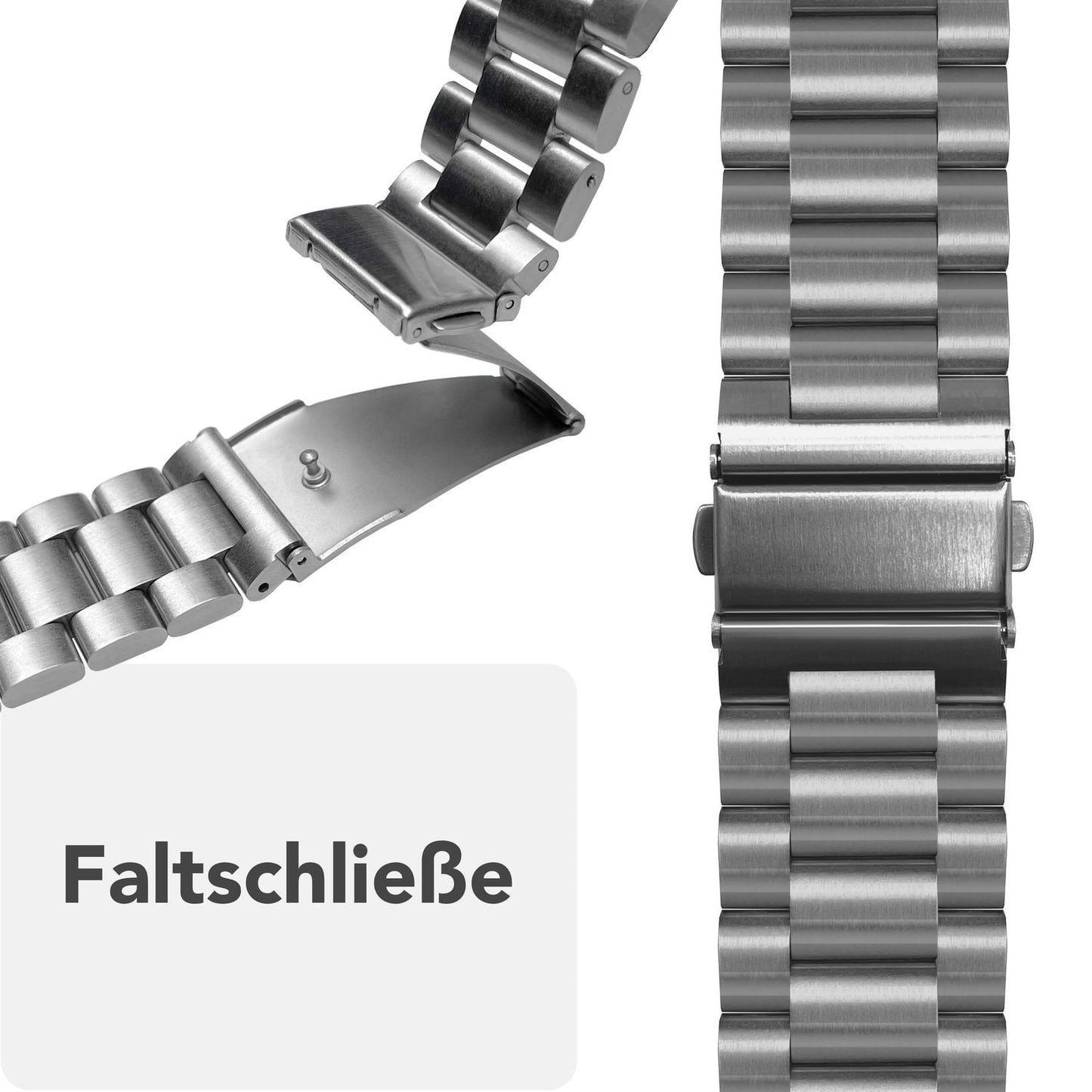 NALIA Mova Armband für Apple Watch SE/10/9/8/7/6/5/4/3/2/1, Gehäusegröße 38/40/41/42mm, Edelstahl Ersatzarmband mit Doppelfaltschließe, Metall Rostfrei