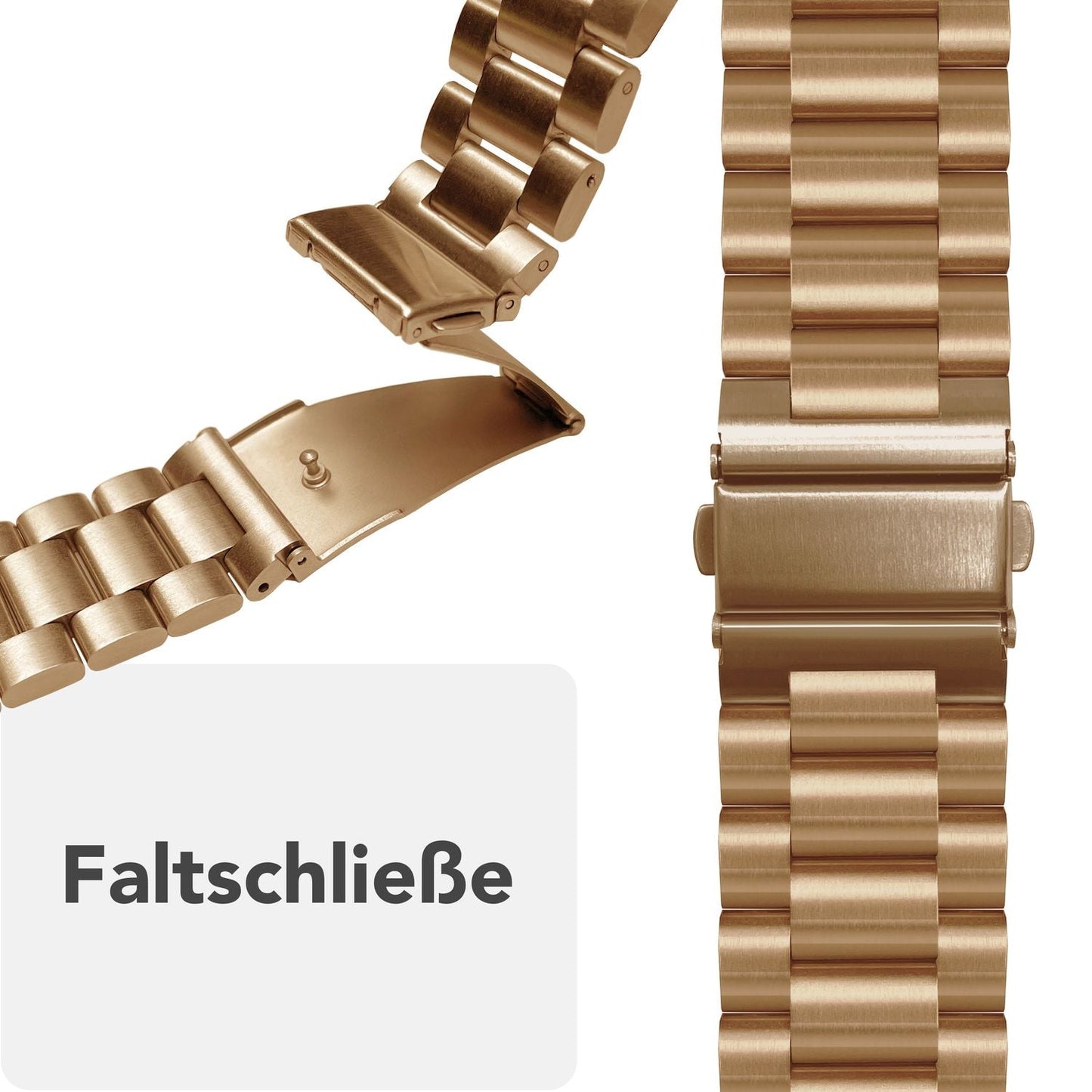 NALIA Mova Armband für Apple Watch SE/10/9/8/7/6/5/4/3/2/1, Gehäusegröße 38/40/41/42mm, Edelstahl Ersatzarmband mit Doppelfaltschließe, Metall Rostfrei