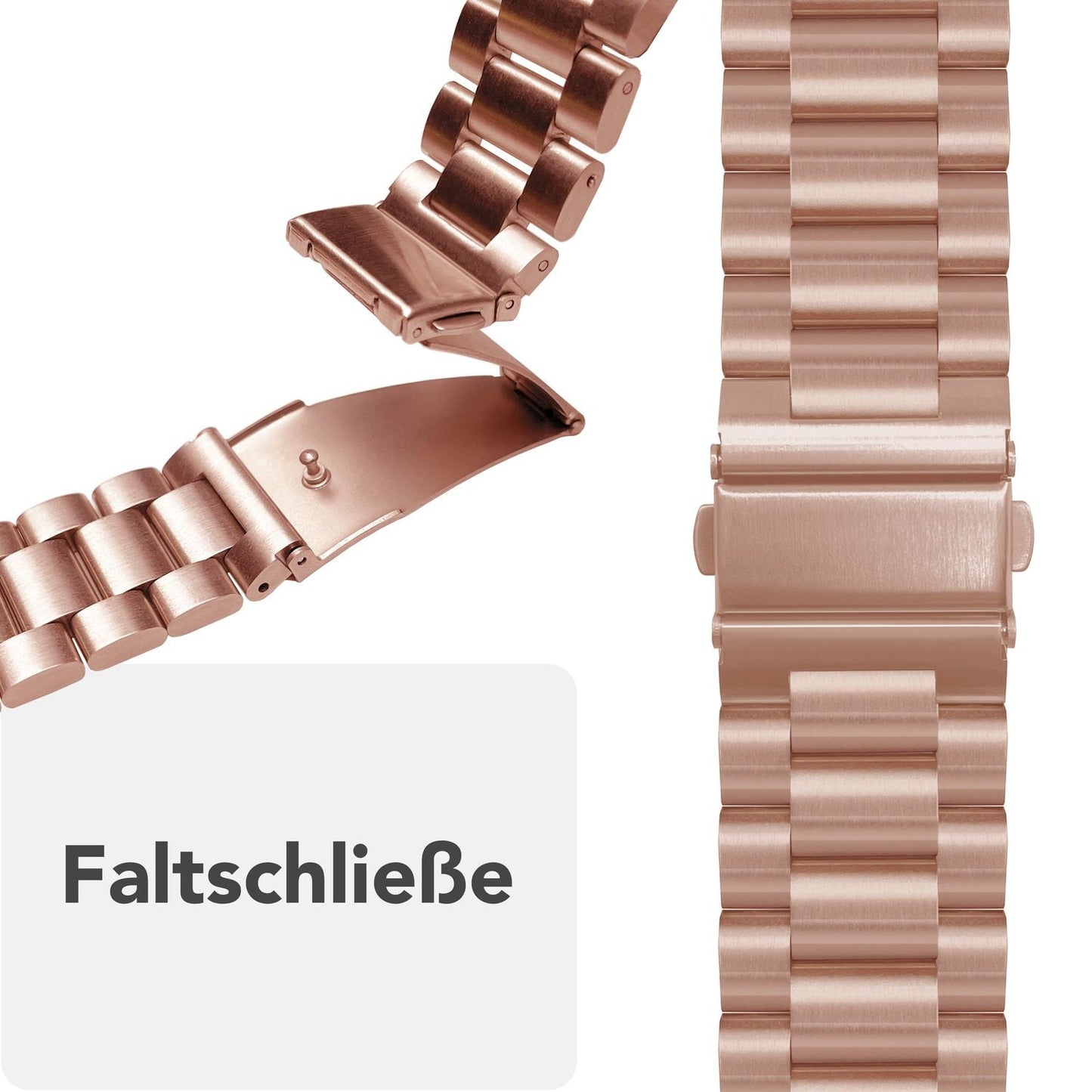 NALIA Mova Armband für Apple Watch SE/10/9/8/7/6/5/4/3/2/1, Gehäusegröße 38/40/41/42mm, Edelstahl Ersatzarmband mit Doppelfaltschließe, Metall Rostfrei
