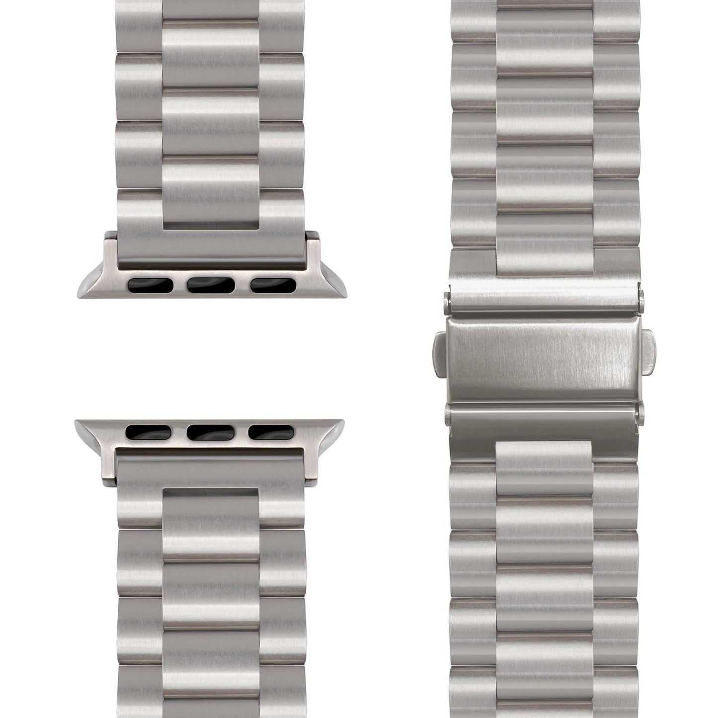 NALIA Mova Edelstahl Armband Apple Watch - Rostfrei 316L Doppelfaltschließe Größen 42-49mm