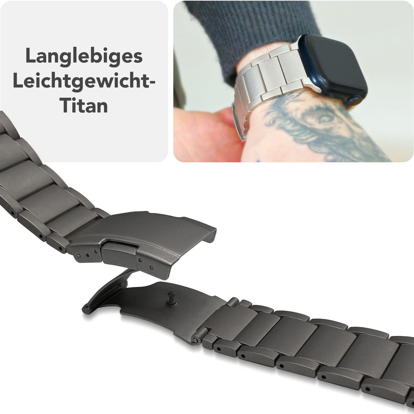 NALIA Argon Titanarmband - Rostfrei Titanarmband, Faltschließe, Gehäusegrößen 38/40/41/42mm