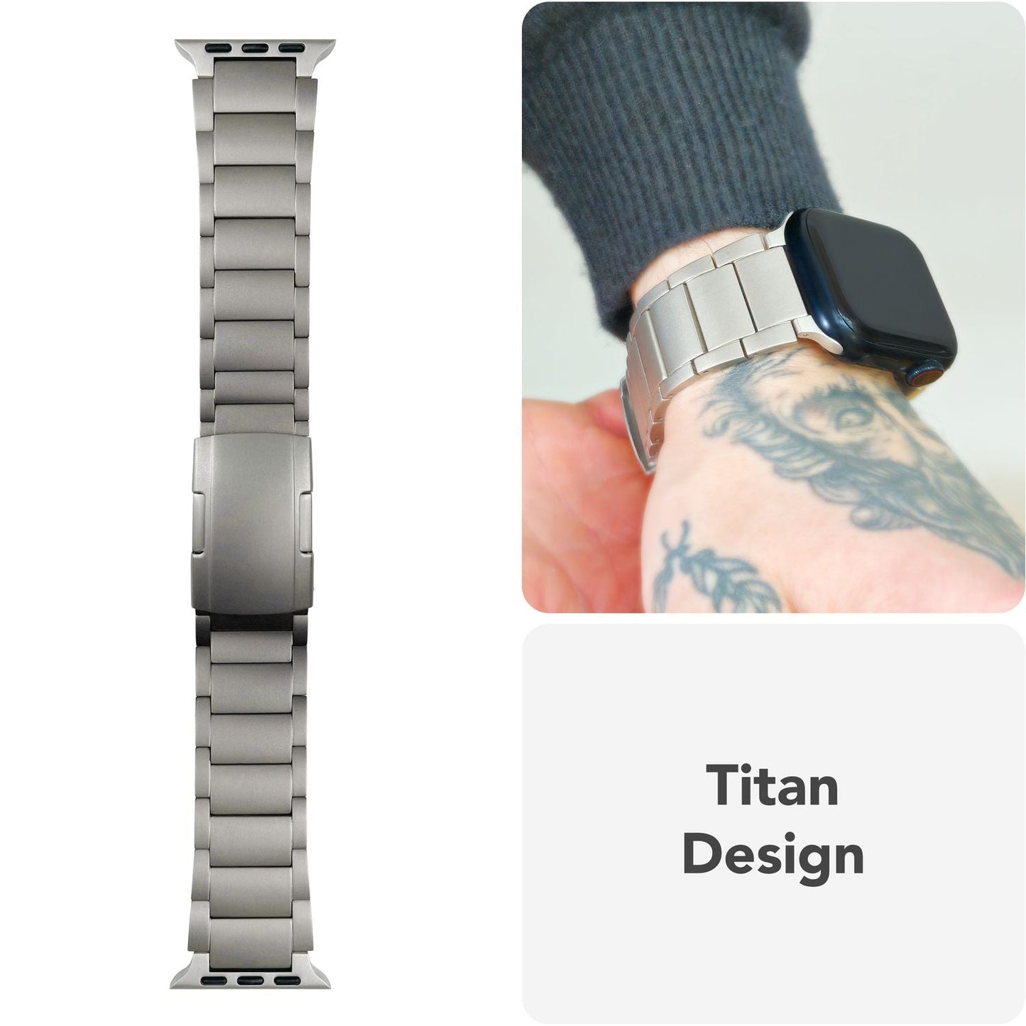 NALIA Argon Titanarmband - Leichtes Titanmaterial, Gehäusegrößen 42/44/45/46/49mm, Faltschließe