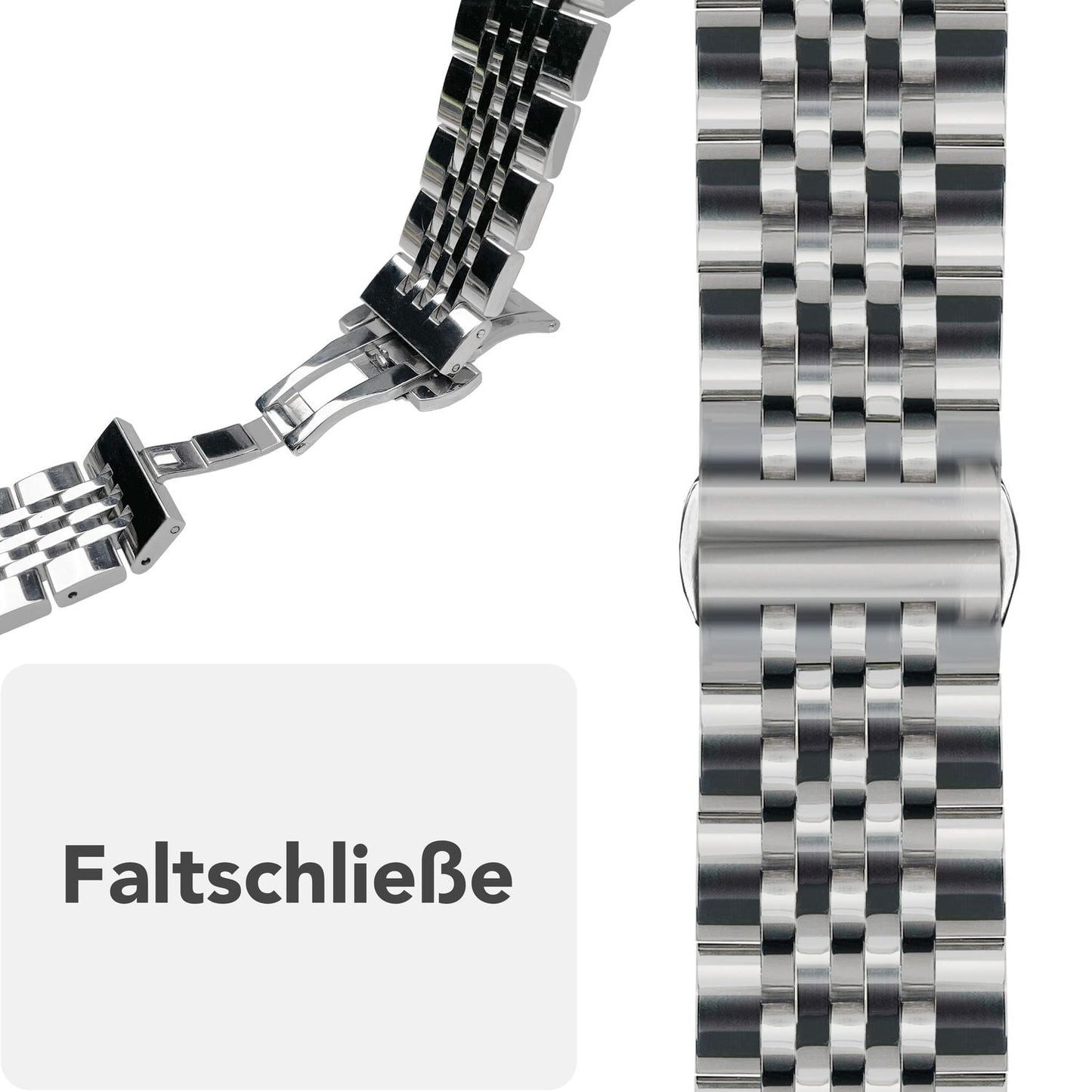 NALIA Trivo Edelstahl Armband für Apple Watch SE/10/9/8/7/6/5/4/3/2/1, Gehäusegröße 38/40/41/42mm, Metall Ersatzarmband Rostfrei mit Schmetterlingsschließe
