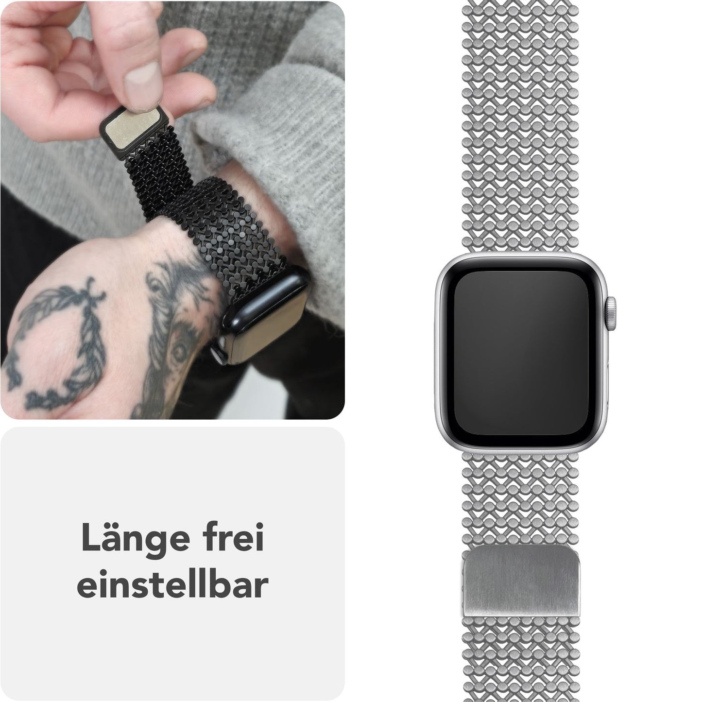 NALIA Alvia Mesh Armband - Größen 42/44/45/46/49mm Edelstahl