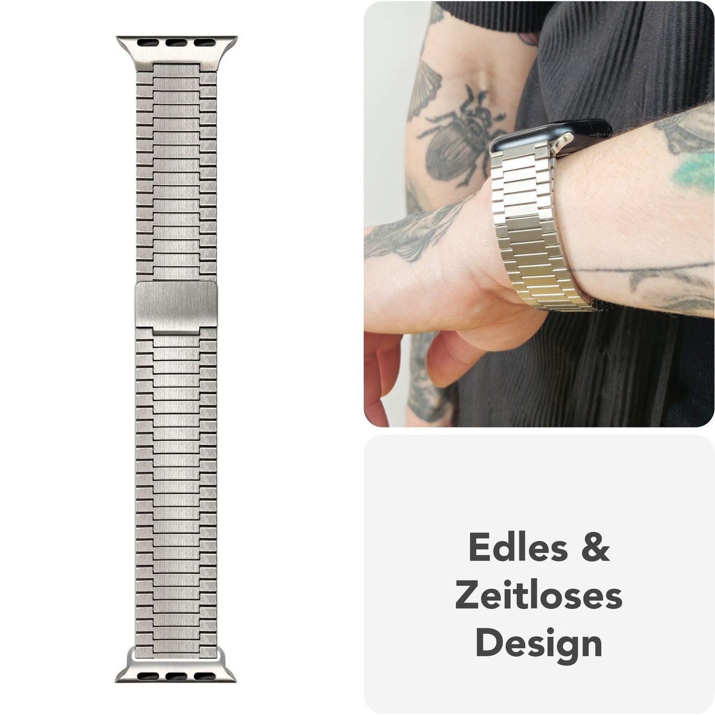 Brățară NALIA Chronos din oțel inoxidabil - Buclă magnetică metalică pentru Apple Watch Ultra SE 42/44/45/46/49 mm