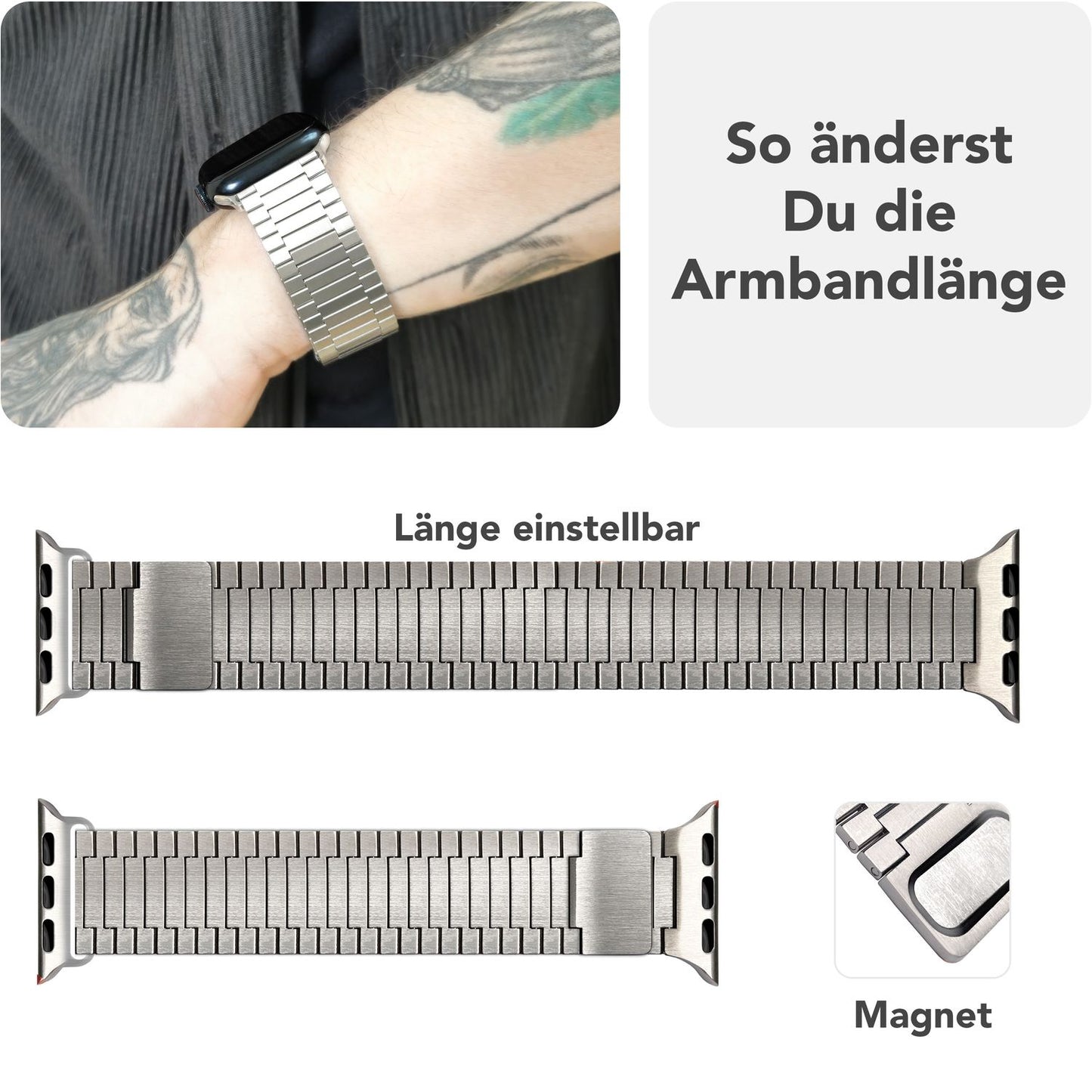 Brățară NALIA Chronos din oțel inoxidabil - Buclă magnetică metalică pentru Apple Watch Ultra SE 42/44/45/46/49 mm