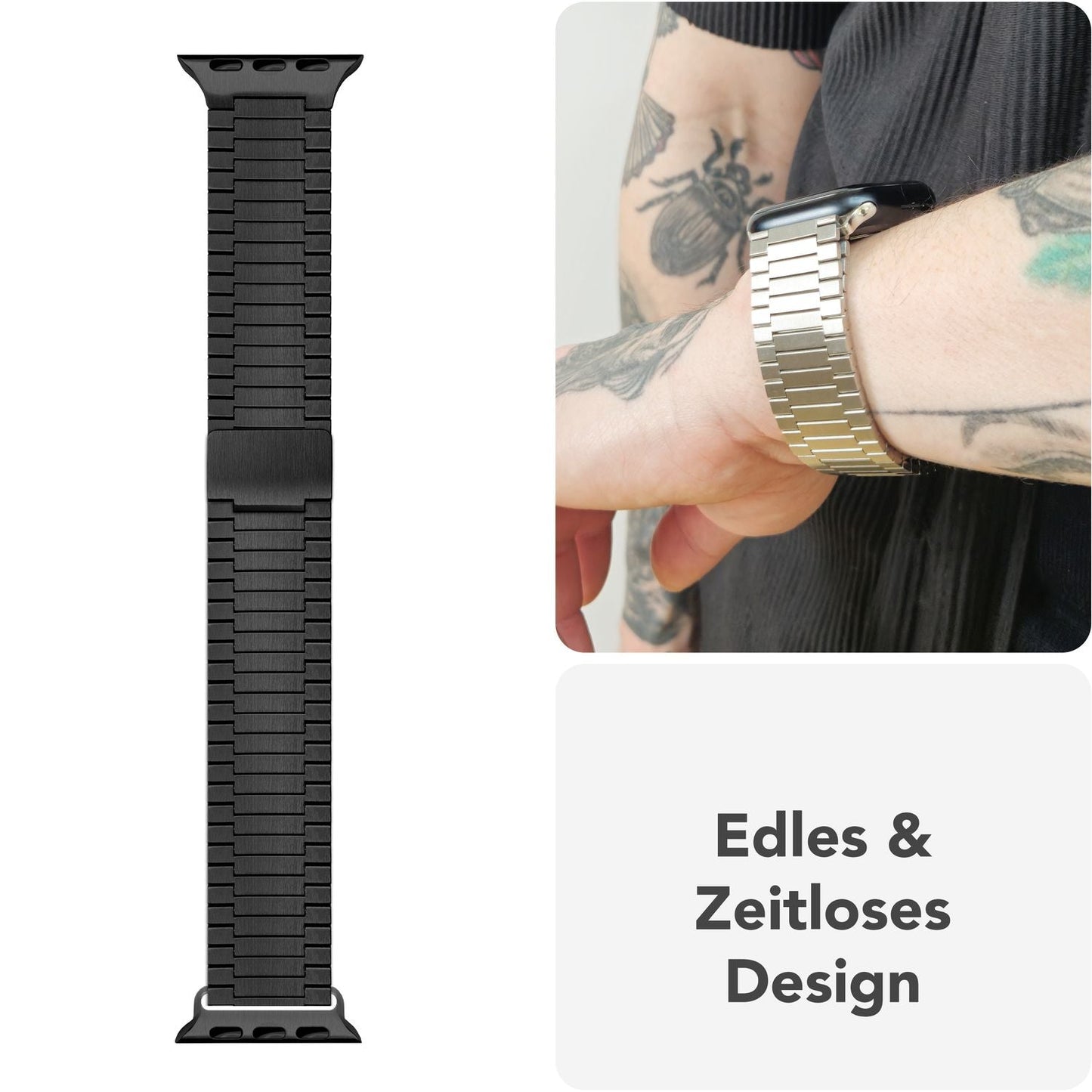 Brățară NALIA Chronos din oțel inoxidabil - Buclă magnetică metalică pentru Apple Watch Ultra SE 42/44/45/46/49 mm