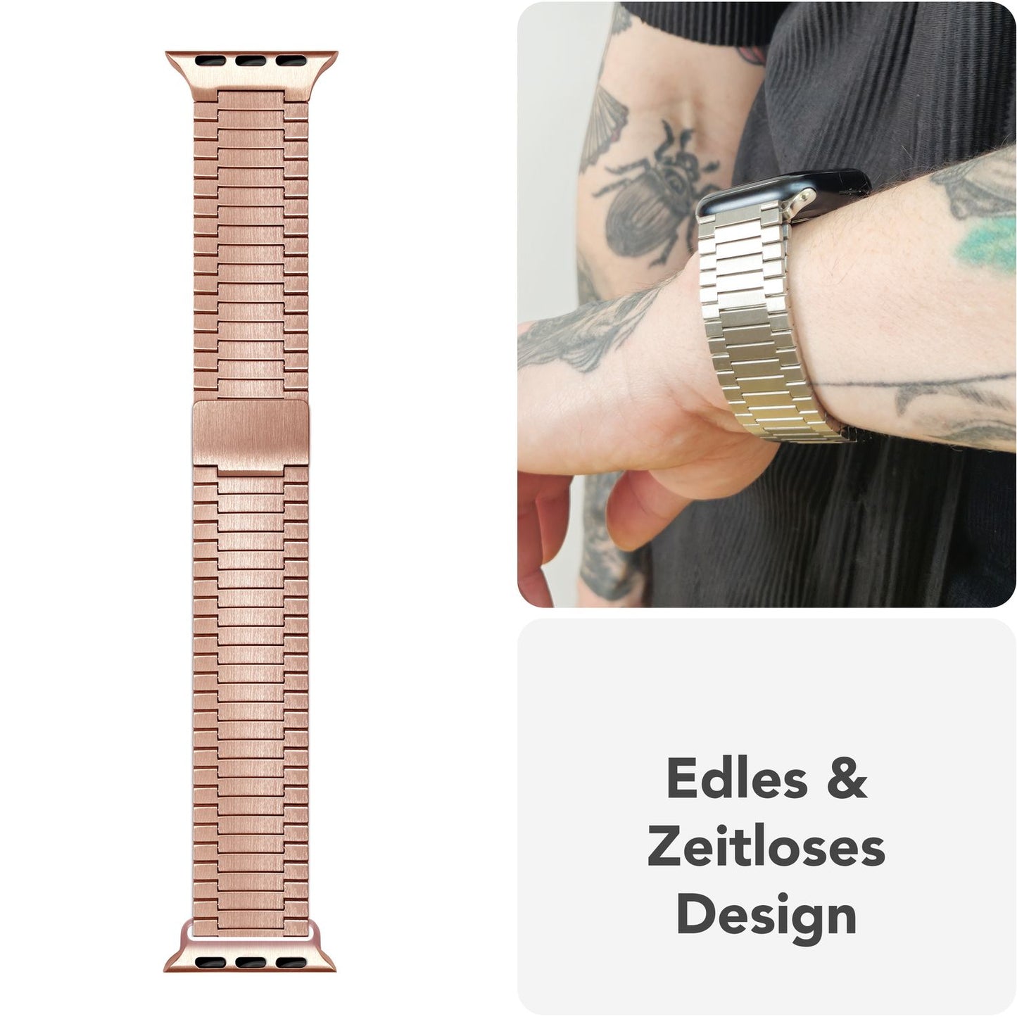 Brățară NALIA Chronos din oțel inoxidabil - Buclă magnetică metalică pentru Apple Watch Ultra SE 42/44/45/46/49 mm